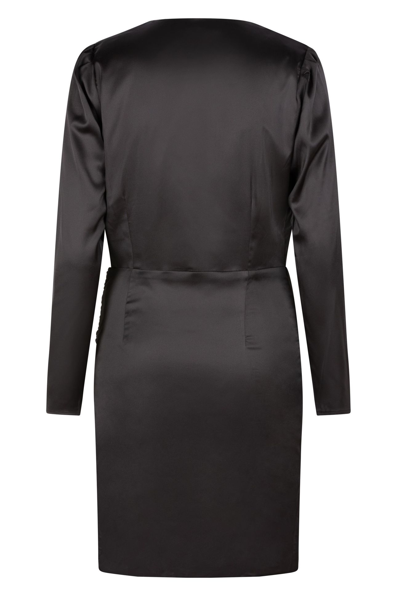 DRESS OVERLAP GATHERING BLACK 5