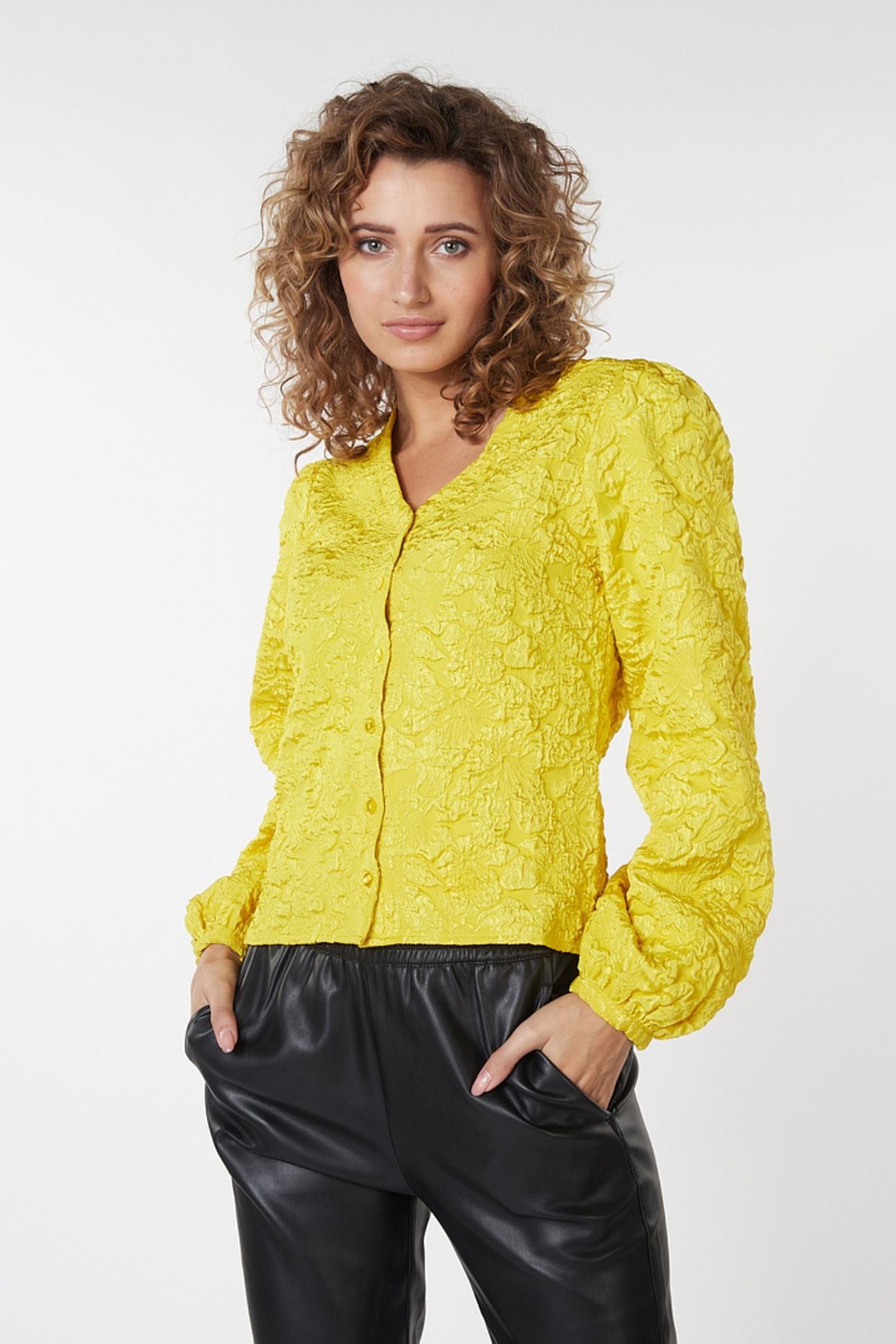 BLOUSE FANCY FLOWER JACQUARD WARM OLIVE 1