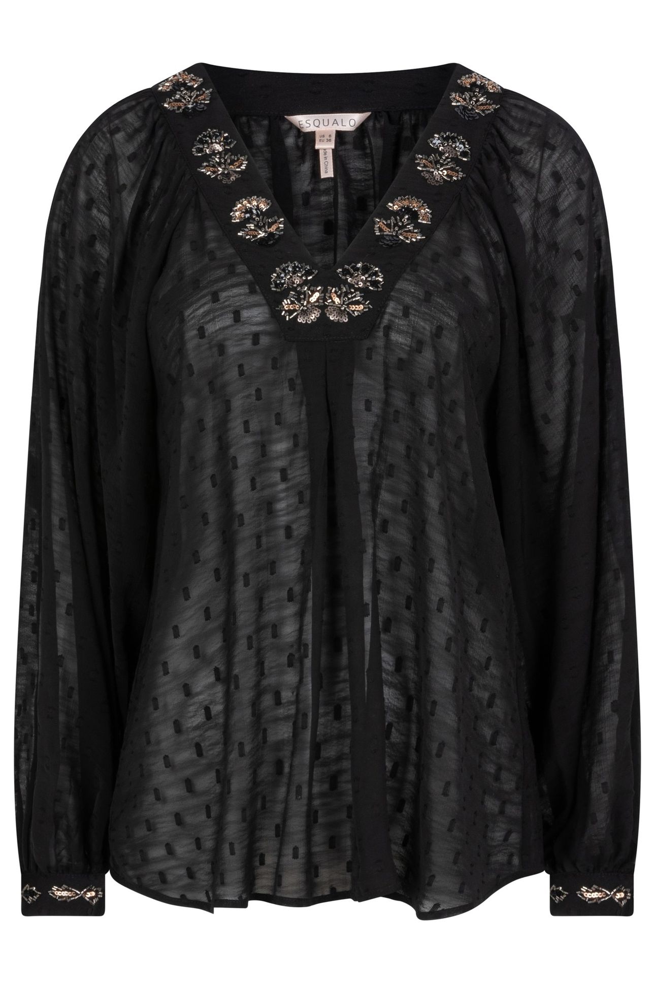 BLOUSE MARBLE BEADING BLACK 3