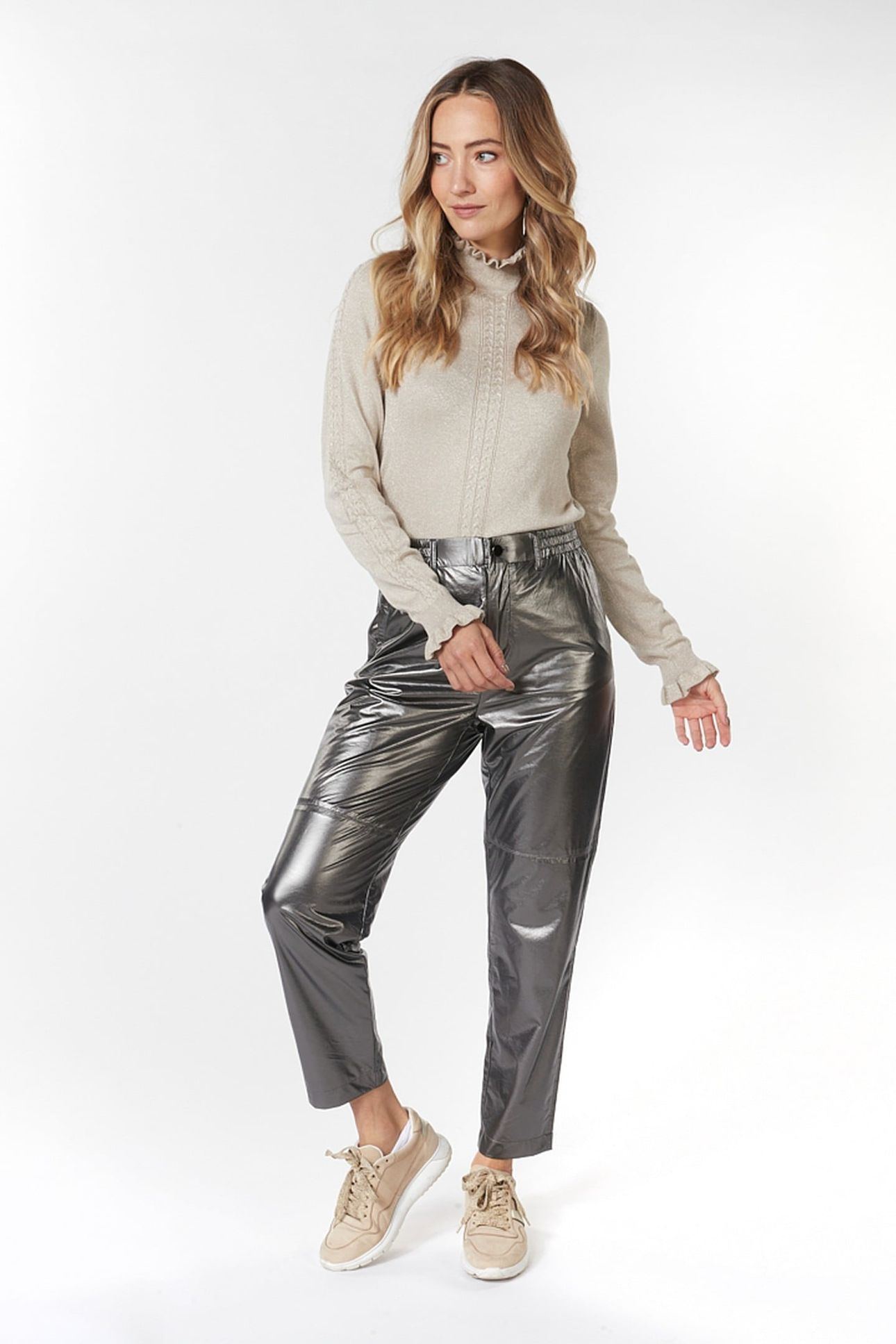 TROUSERS METALLIC PU SILVER 1