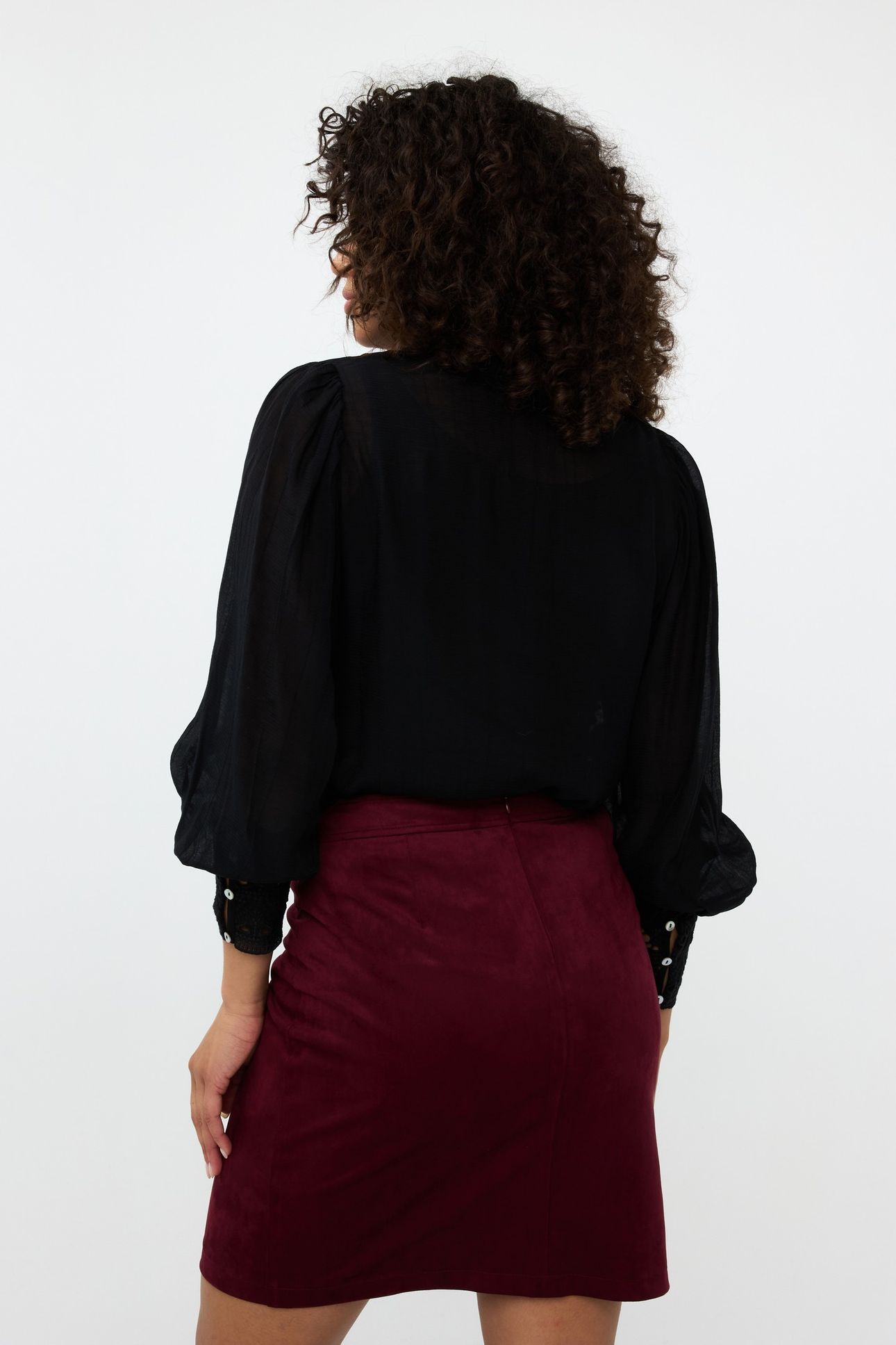 SKIRT OVERLAP SUEDINE WINE RED 3