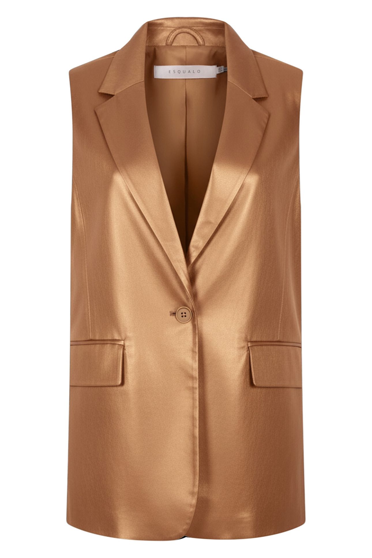 GILET LONG VEGAN LEATHER BRANDY 3