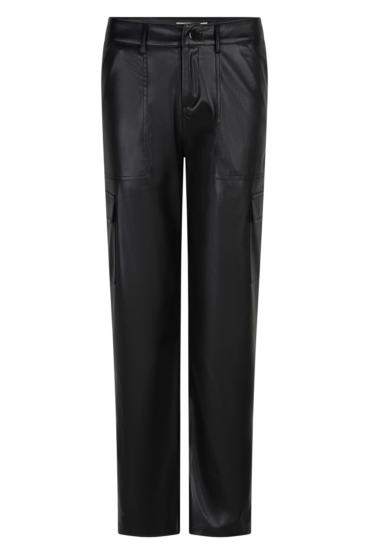 TROUSERS CARGO VEGAN LEATHER BLACK 4
