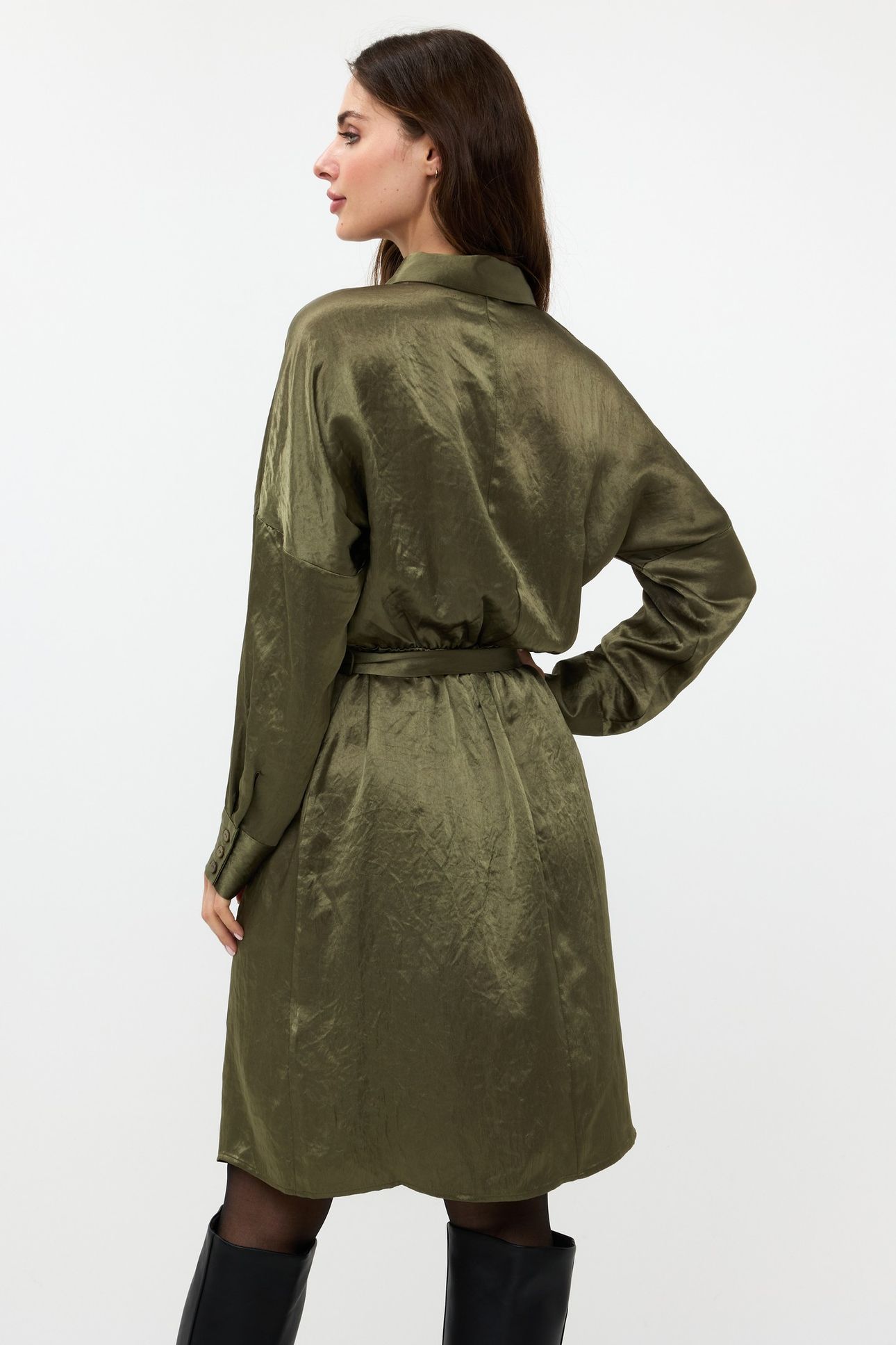DRESS CRUSHED SATIN MOSS GREEN 3