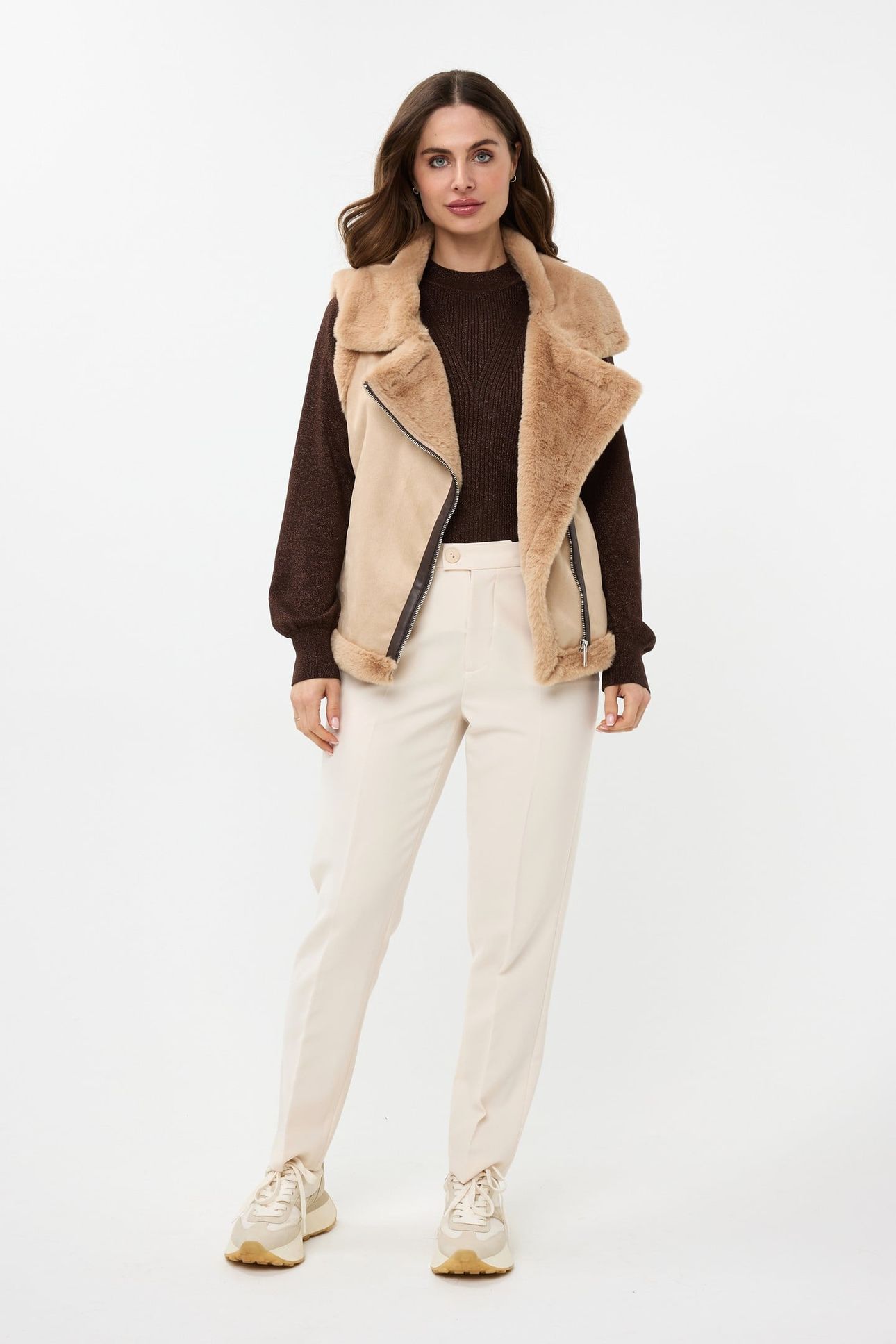 GILET FAKE FUR / SUEDINE SAND 1