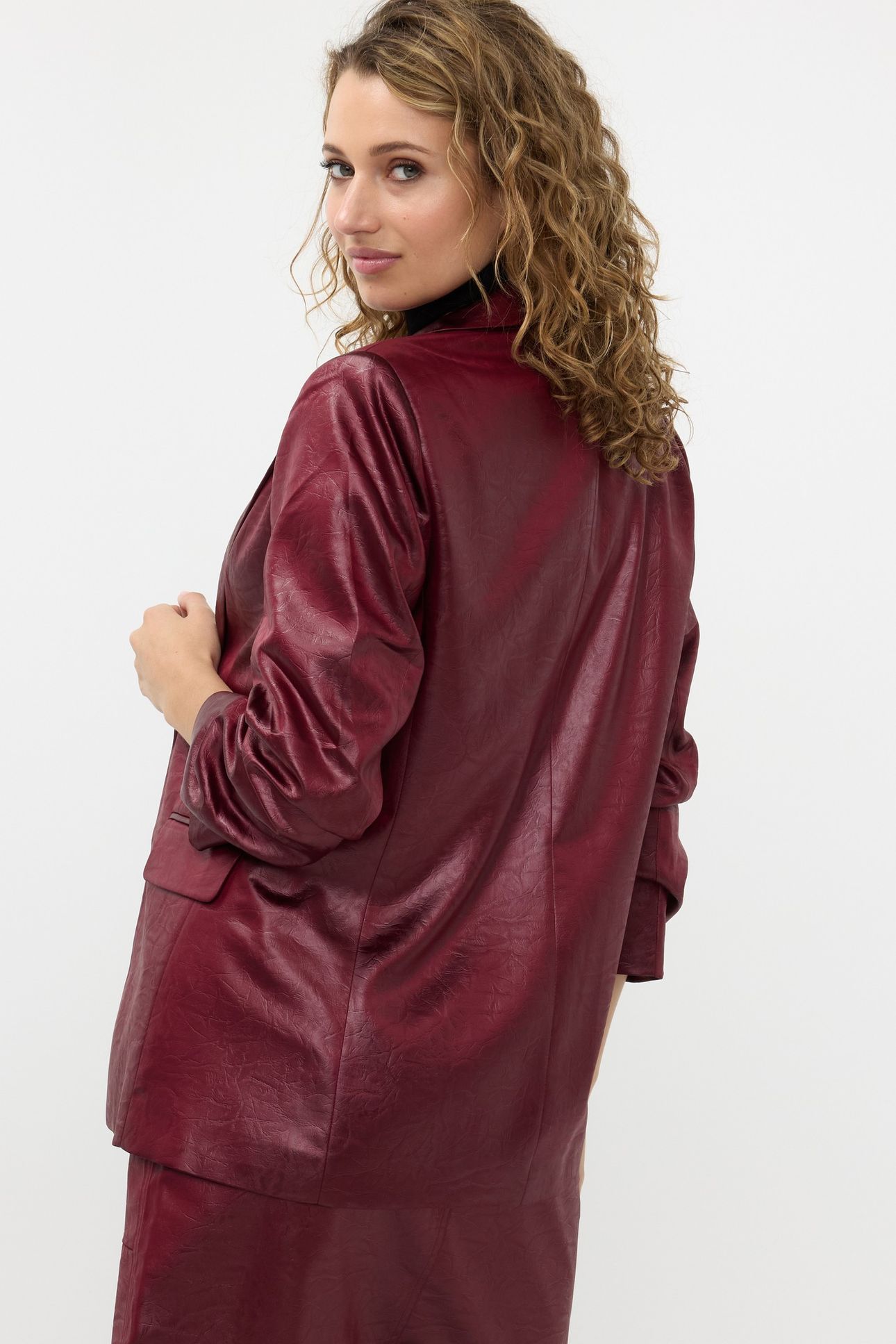 SKIRT ZIPPER METALLIC CRINKLE WINE RED 4