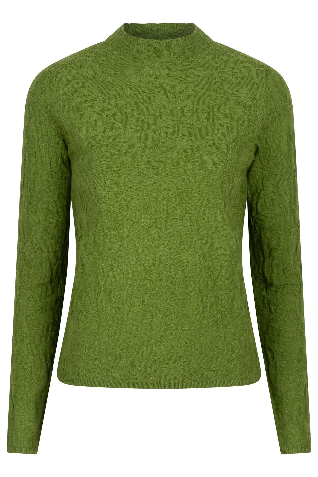 SWEATER SOLID JACQUARD FOREST GREEN 5