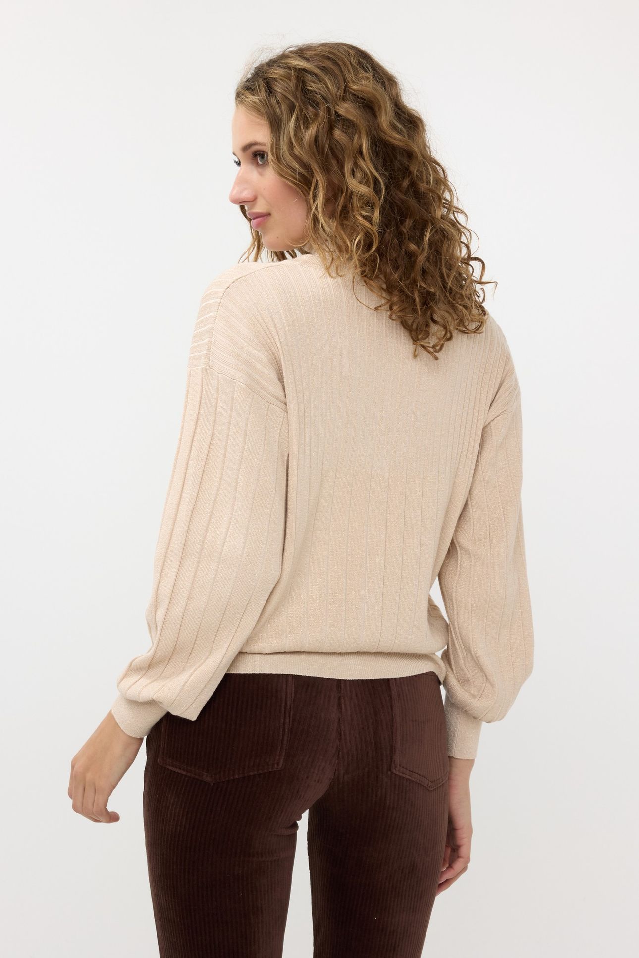 CARDIGAN RIB LUREX LIGHT SAND 4