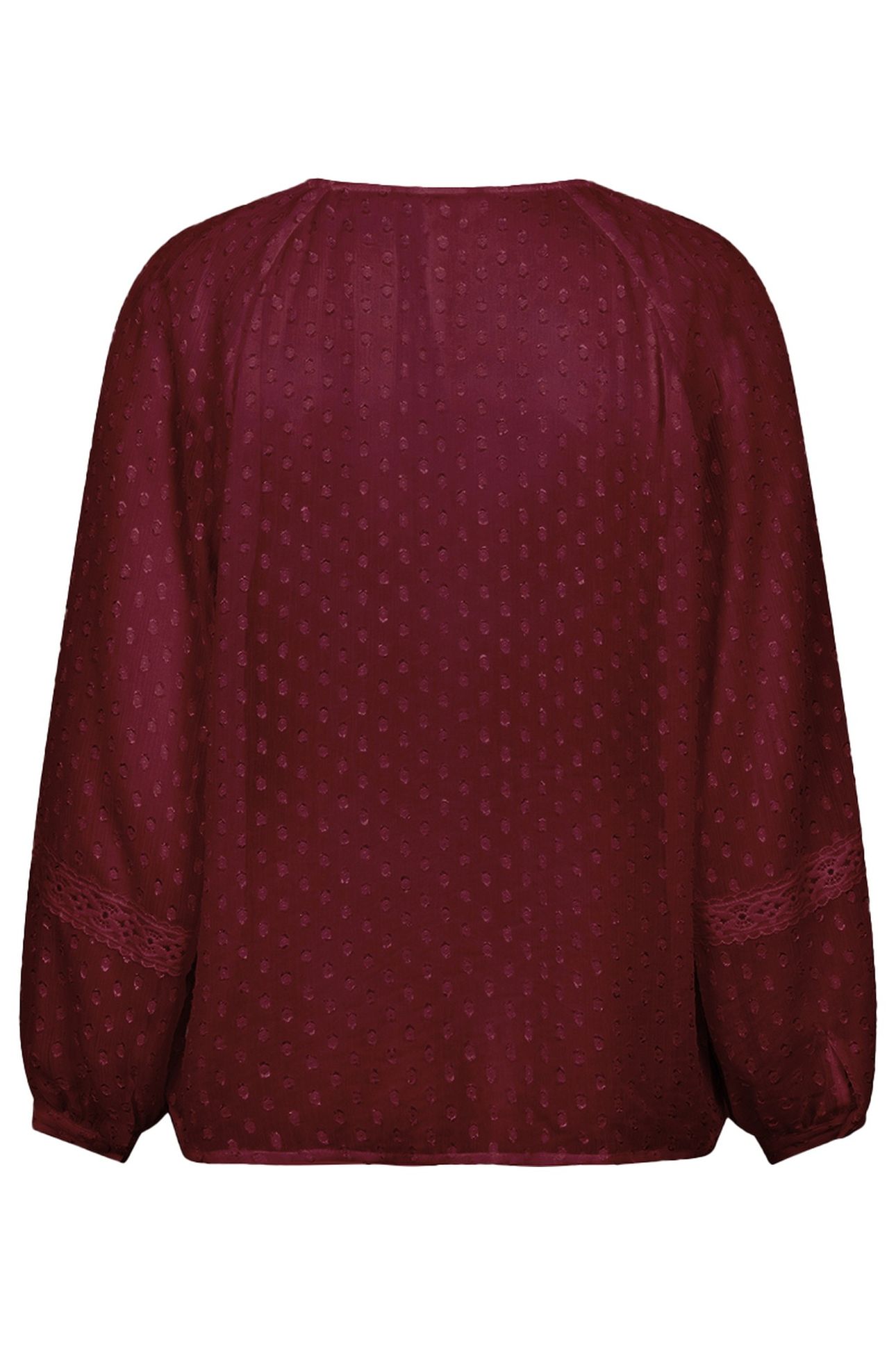 BLOUSE PLUMETIS EMBROIDERY TAPE WINE RED 2