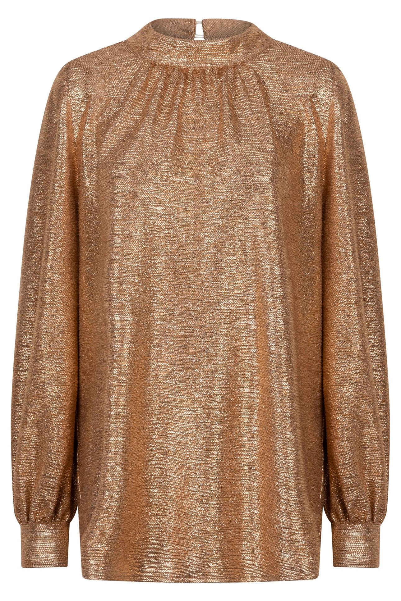 BLOUSE FANCY FOIL PLISSE BRANDY 5