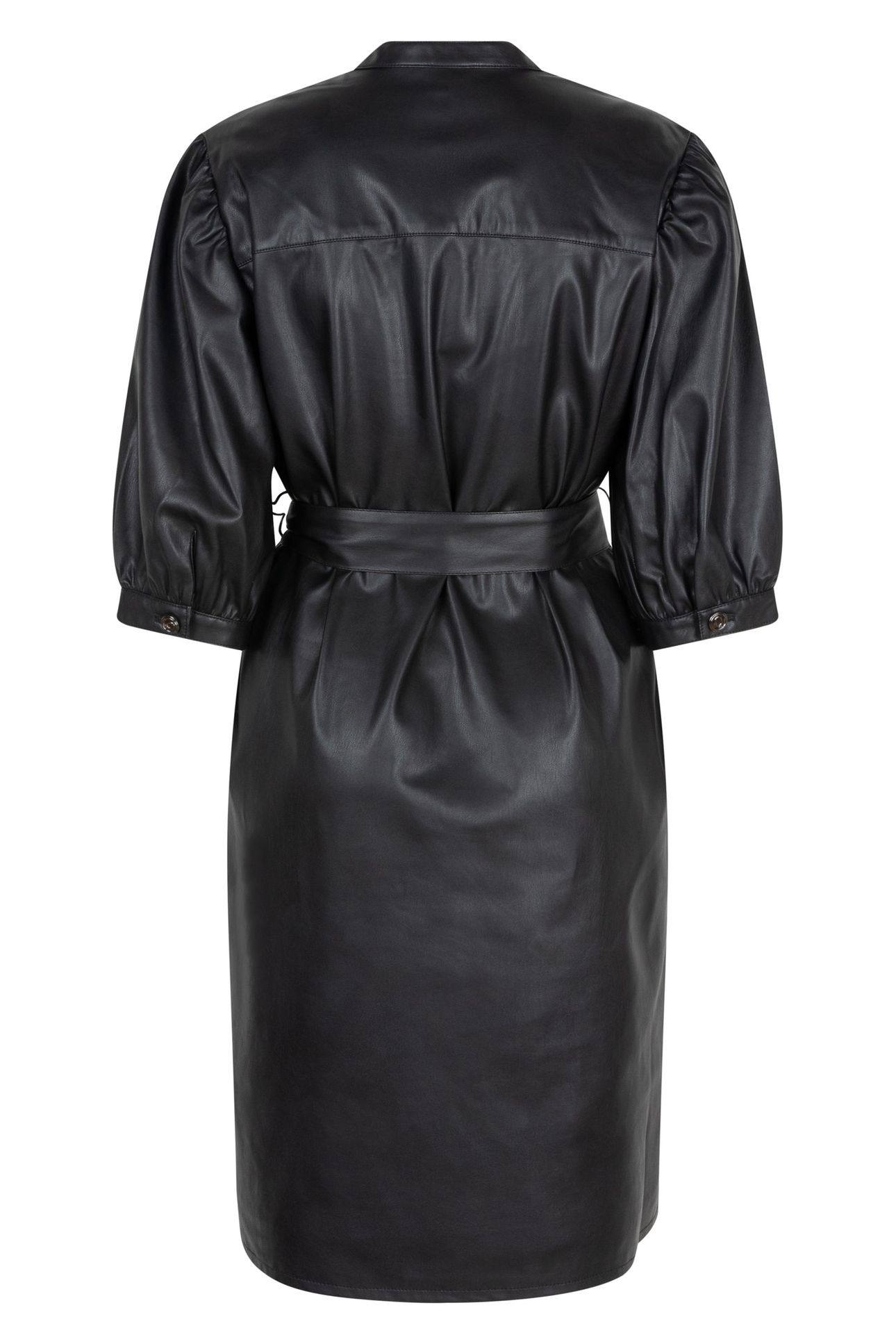 DRESS V/NECK VEGAN LEATHER BLACK 5