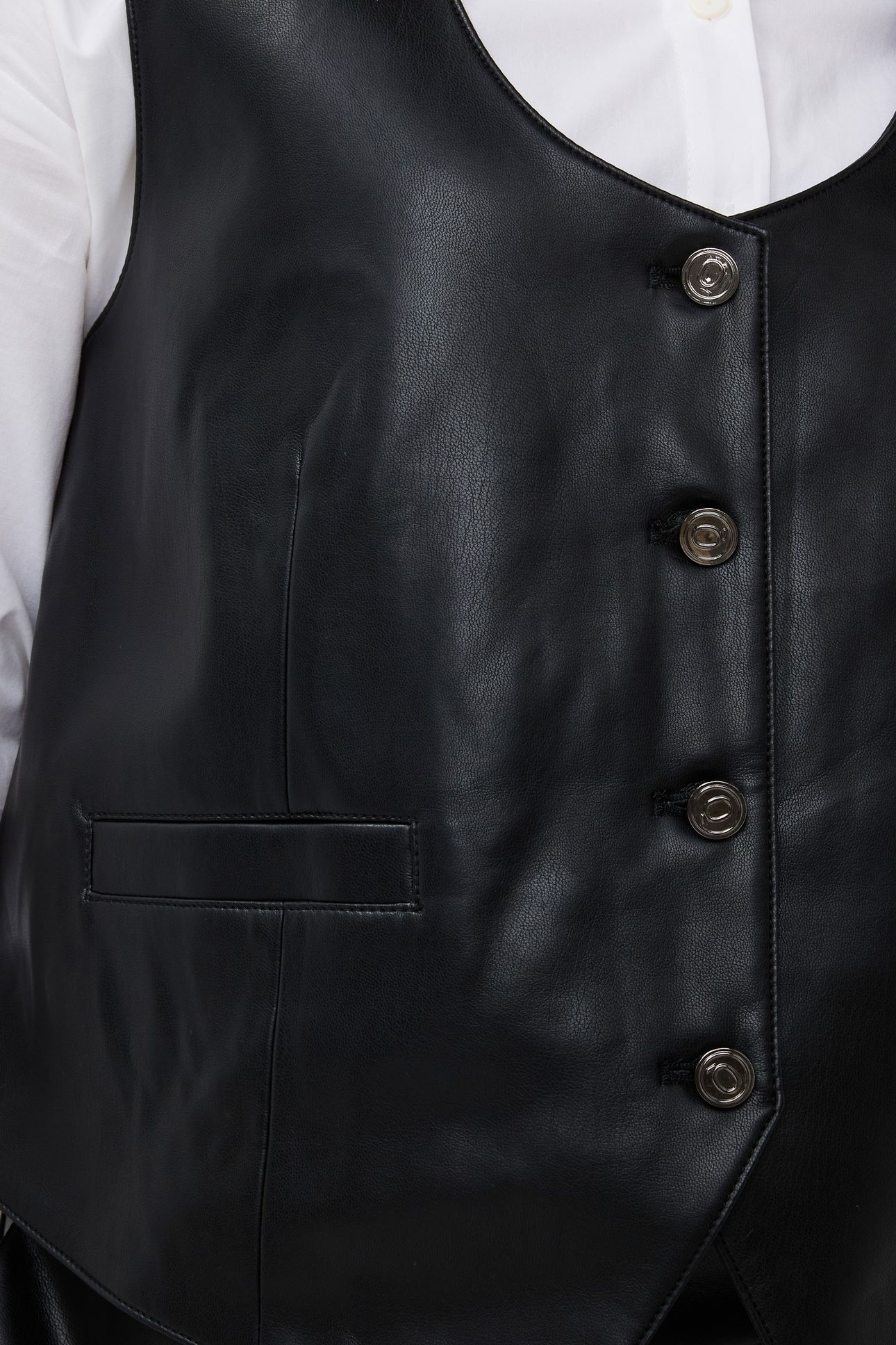 GILET SHORT VEGAN LEATHER BLACK 6