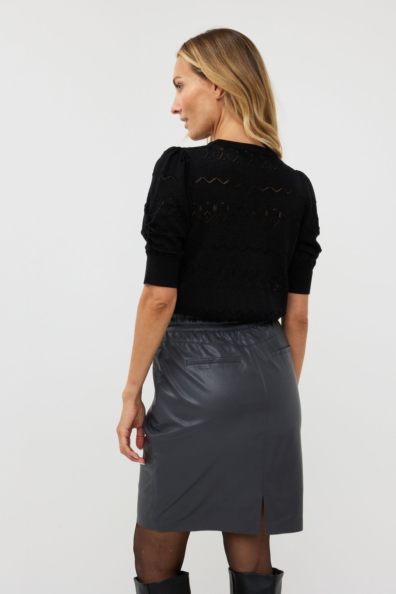 SKIRT SPORTY VEGAN LEATHER GREY 3