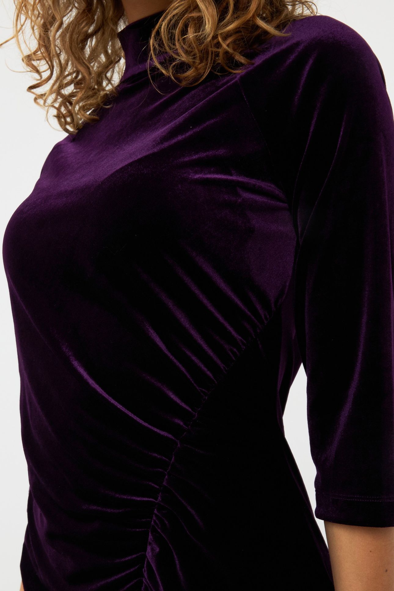DRESS VELOURS GATHERING DARK PURPLE 6
