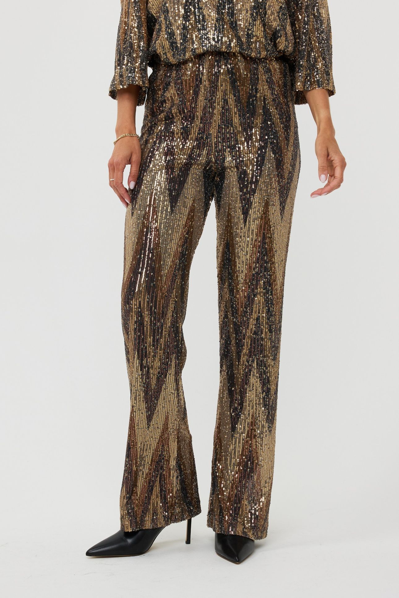 TROUSERS SEQUINS ZIGZAG PRINT 1