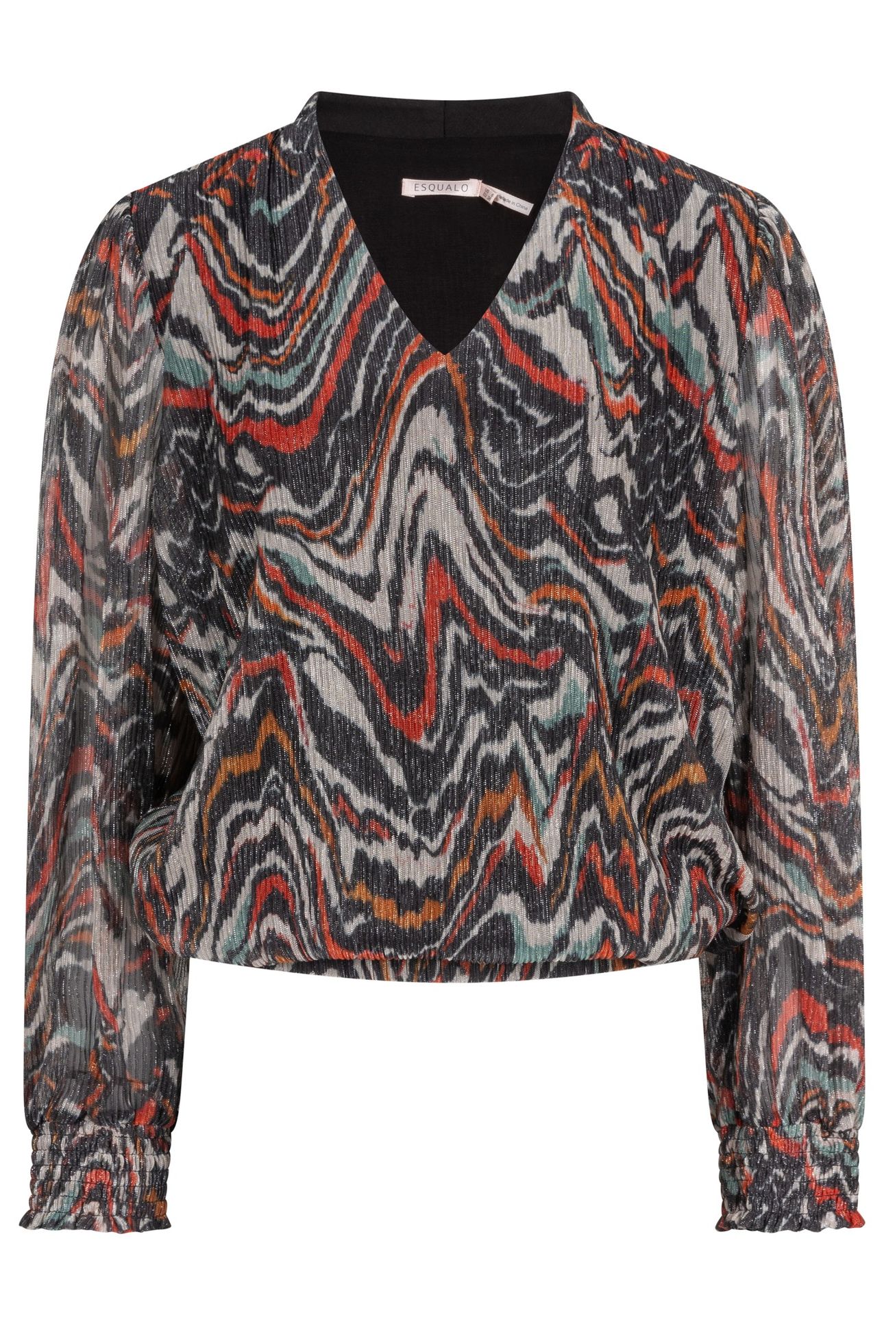 BLOUSE LUREX PLISSE WAVES PRINT 4