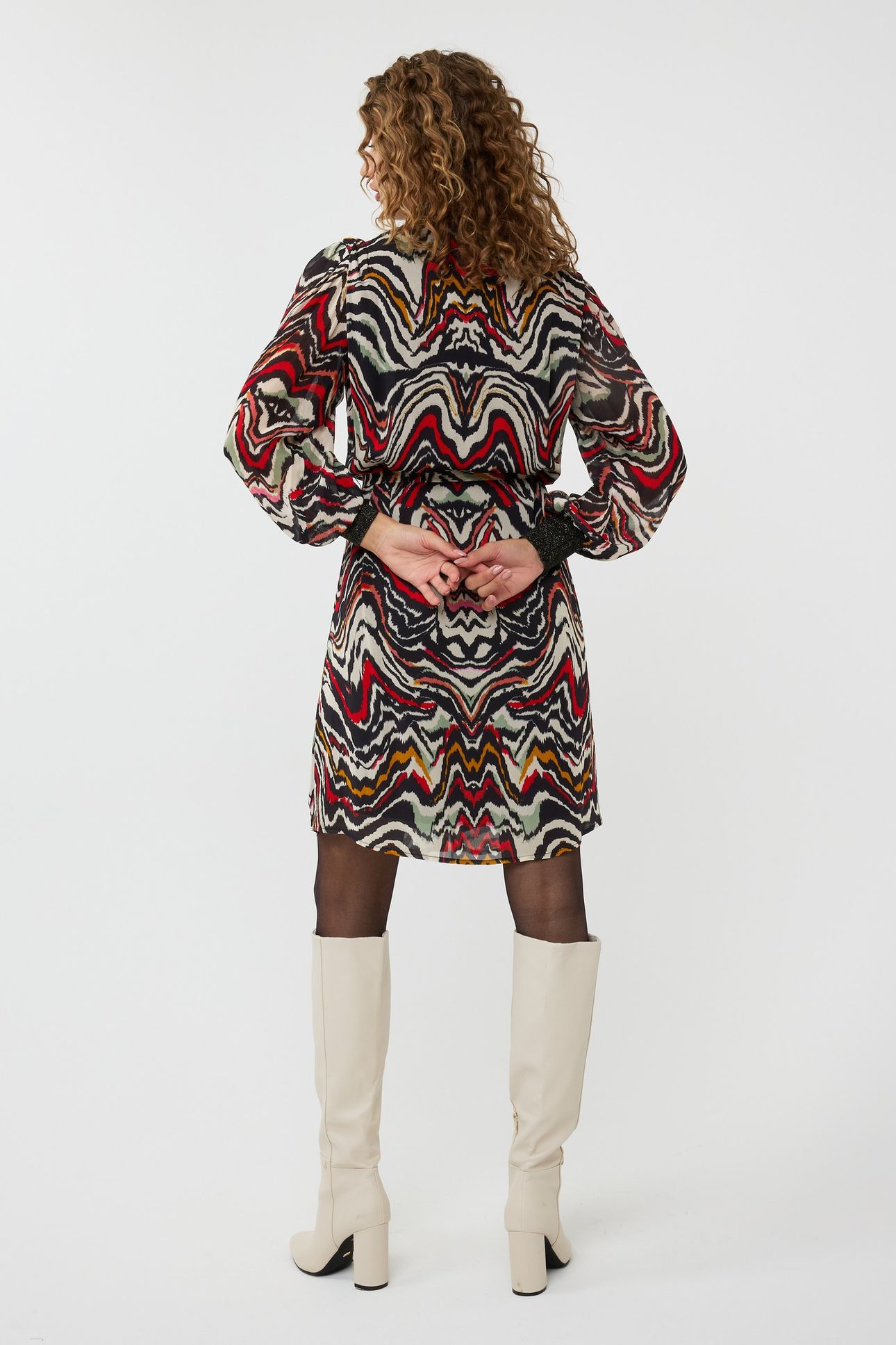 DRESS LUREX CUFF WAVES PRINT 3