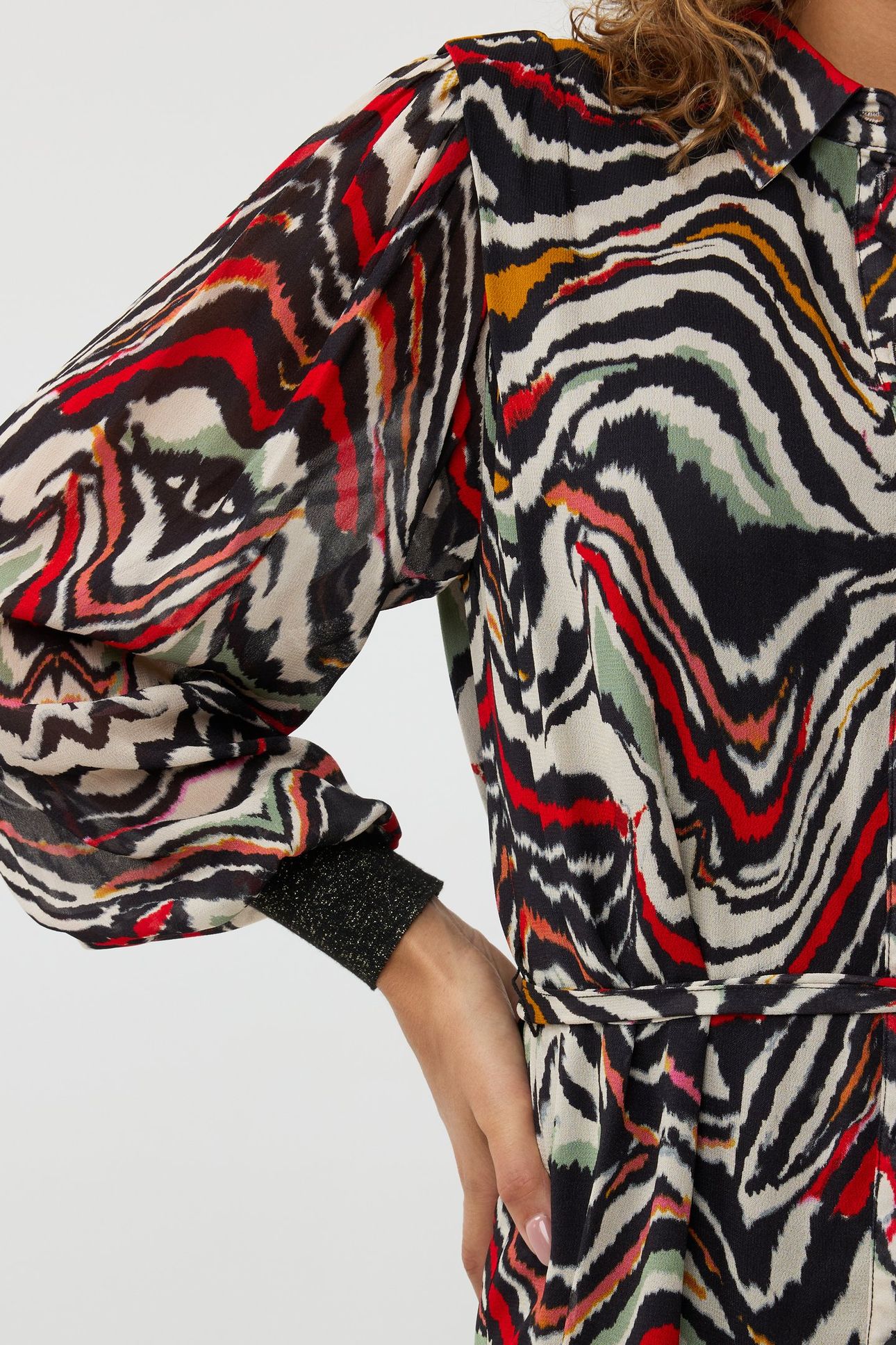 DRESS LUREX CUFF WAVES PRINT 6