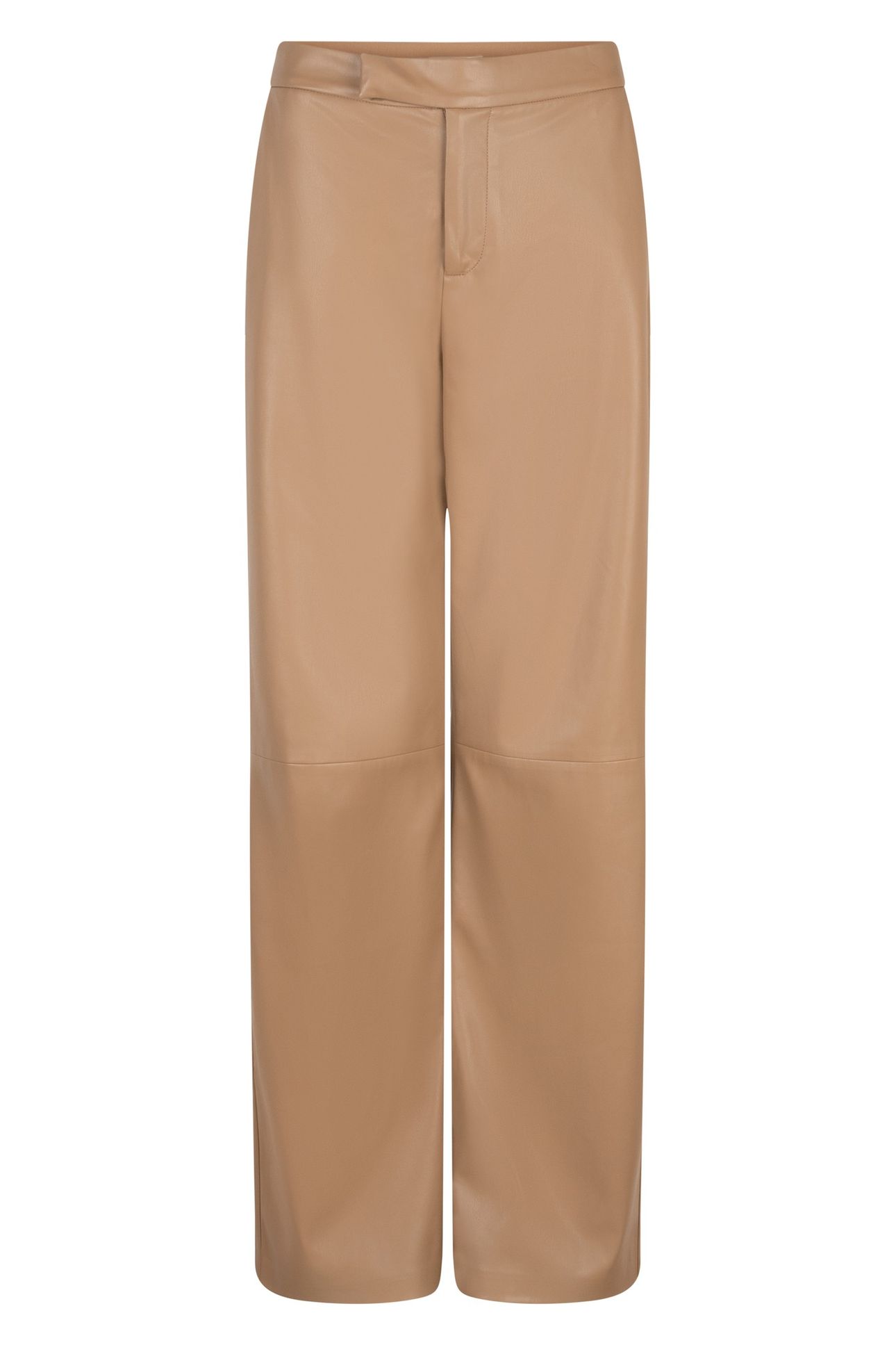 TROUSERS WIDE VEGAN LEATHER SAND 4