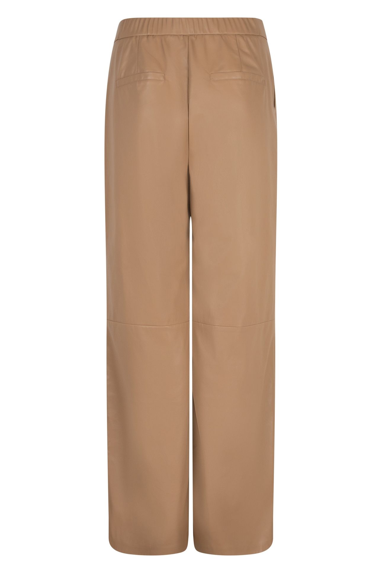 TROUSERS WIDE VEGAN LEATHER SAND 5