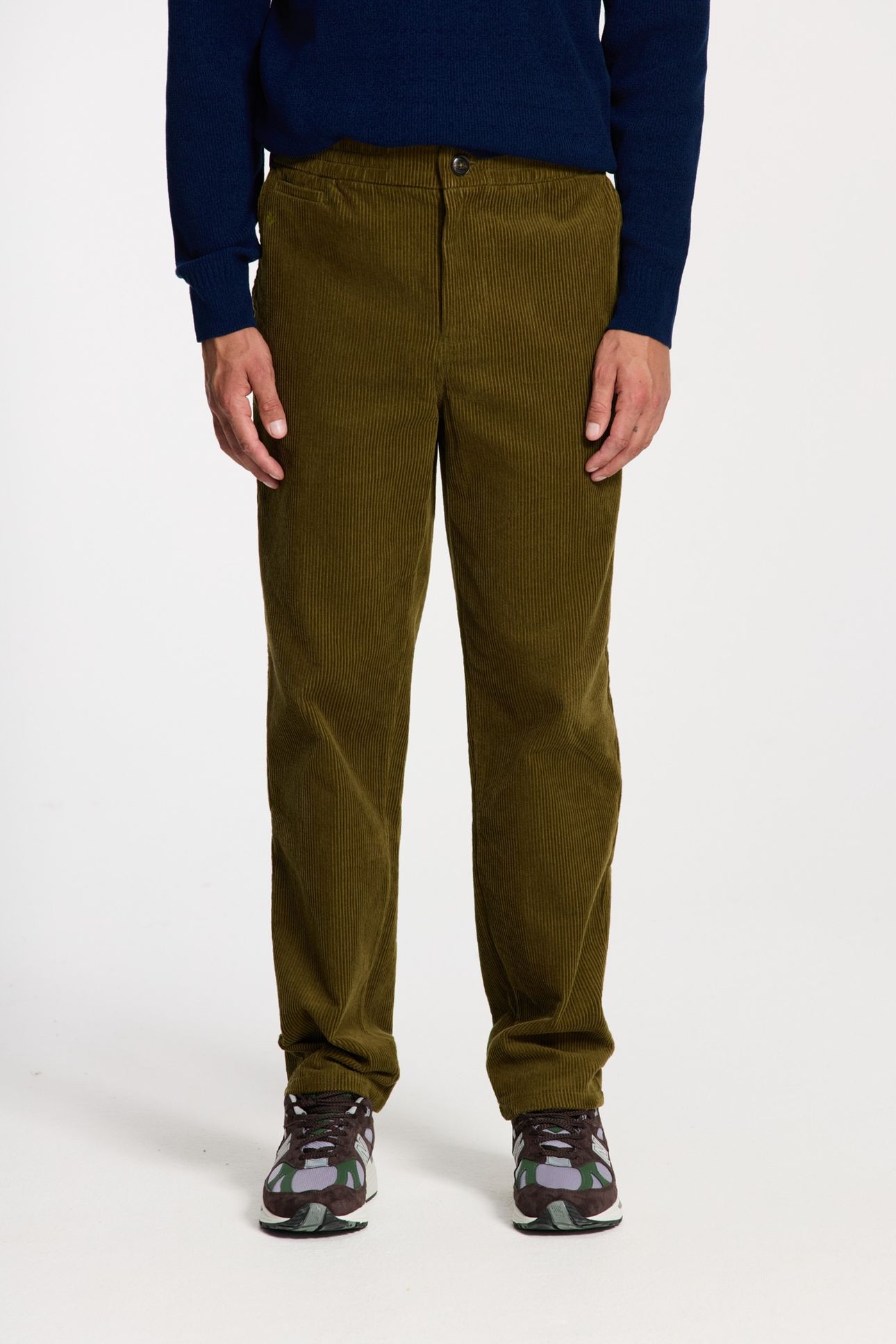 ALAN CORDUROY STRAIGHT FIT TROUSERS GREEN OLIVE 1
