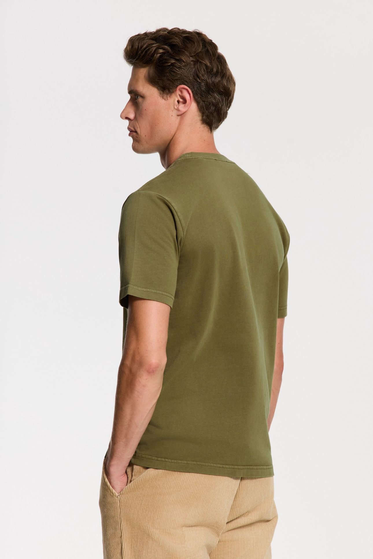 LIAM REGULAR FIT CORAL TEXT T-SHIRT GREEN OLIVE 3