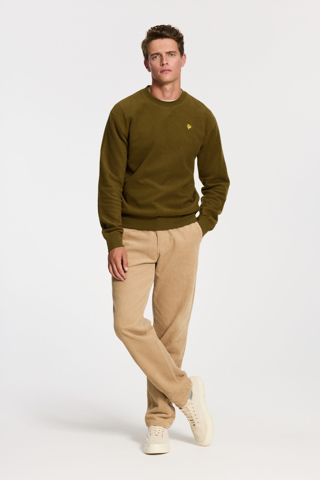 KYLE RELAXED FIT CORAL LOGO SWEATER GREEN OLIVE 3