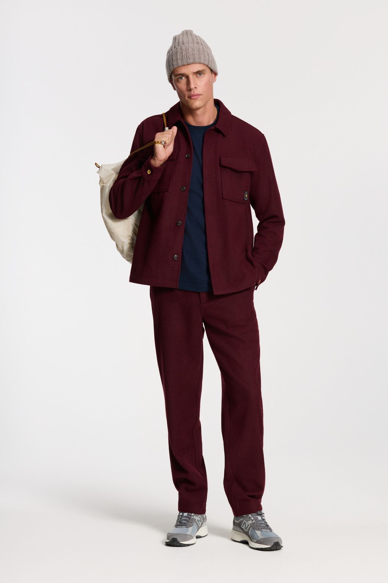 STAN WOOL BLEND LONG SLEEVE SHIRT RED EARTH 2