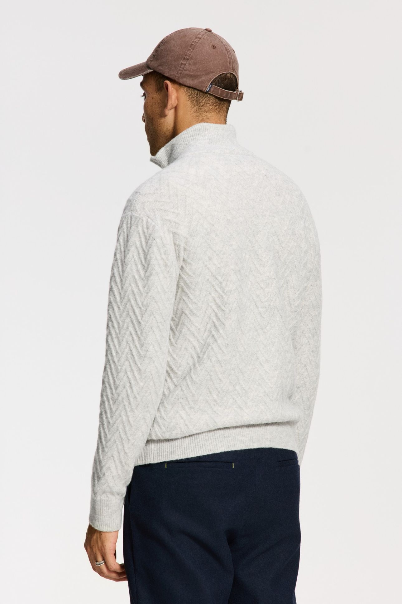 PIKE RELAXED FIT ZIGZAG PULLOVER LIGHT GREY MELANGE 5