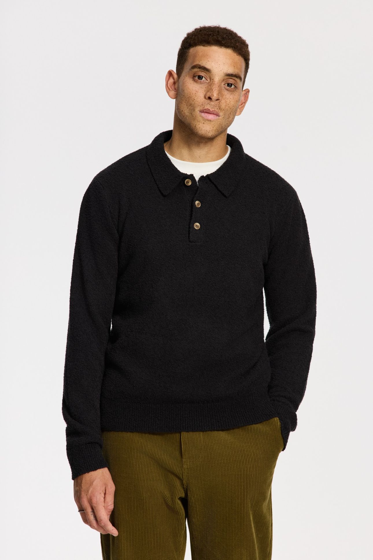 PENN REGULAR FIT BOUCLE POLO BLACK 1