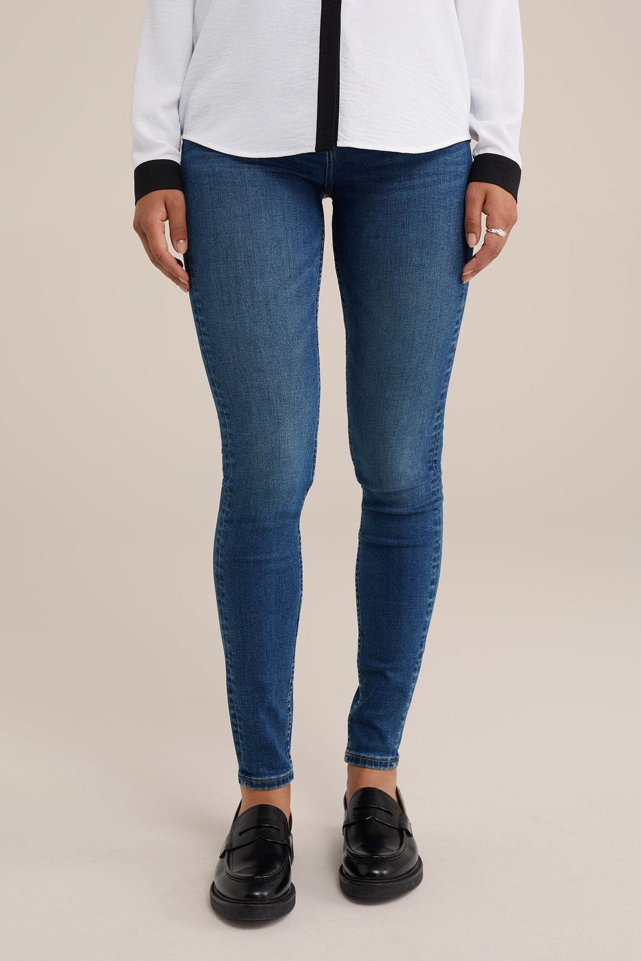 5-POCKET MID WAIST DARK BLUE 1
