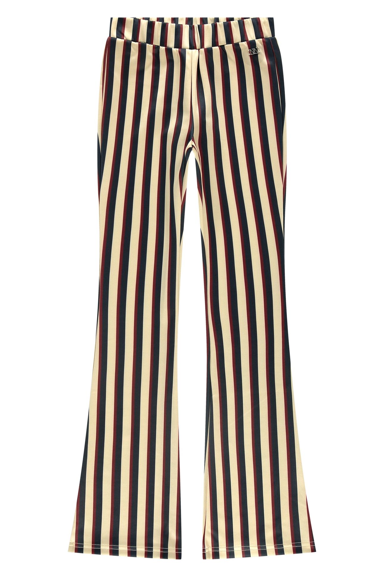 STRIPED FLARED PANTS ALMOND 2