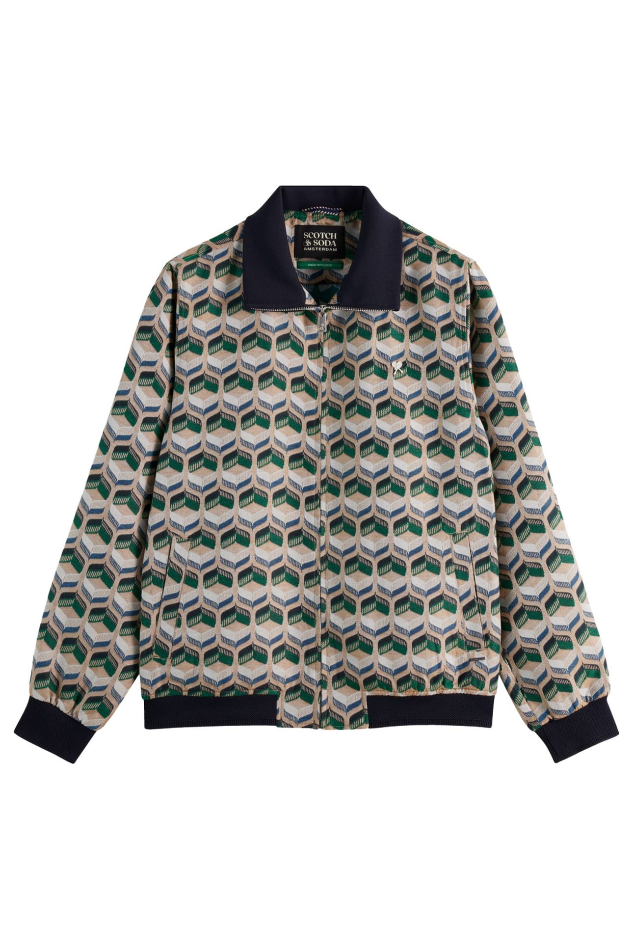 JACQUARD TRACKSUIT JACKET RETRO SHAPE BEIGE AOP 1