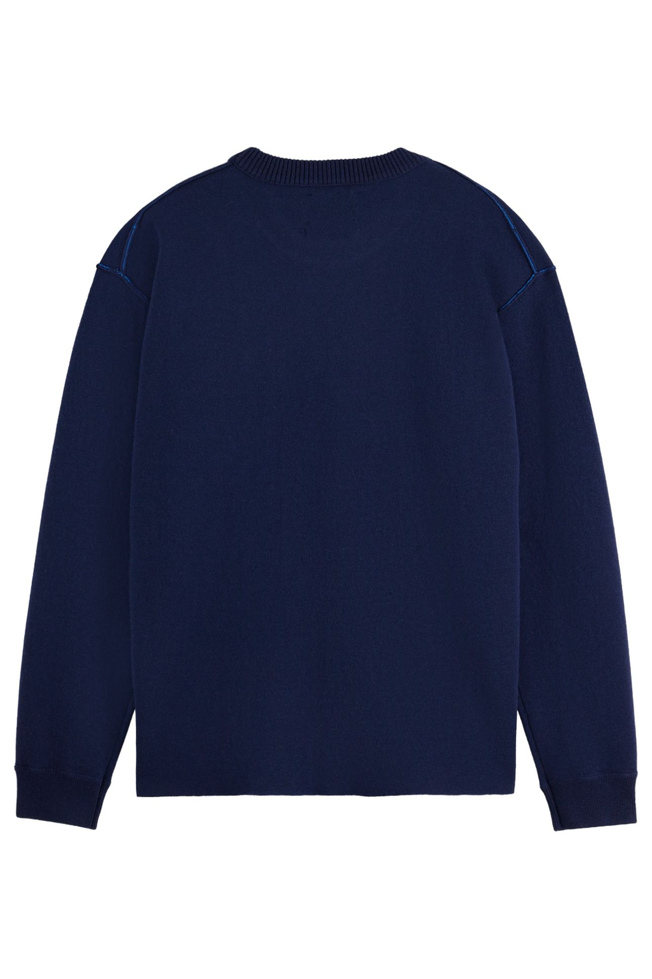 MERINO DOUBLE FACE DROPPED SHOULDER CREWNECK NAVY 2