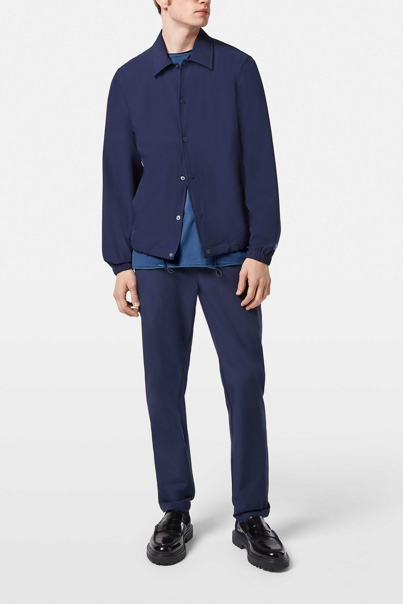 STRETCH NYLON-BLEND COACH JACKET NAVY 1