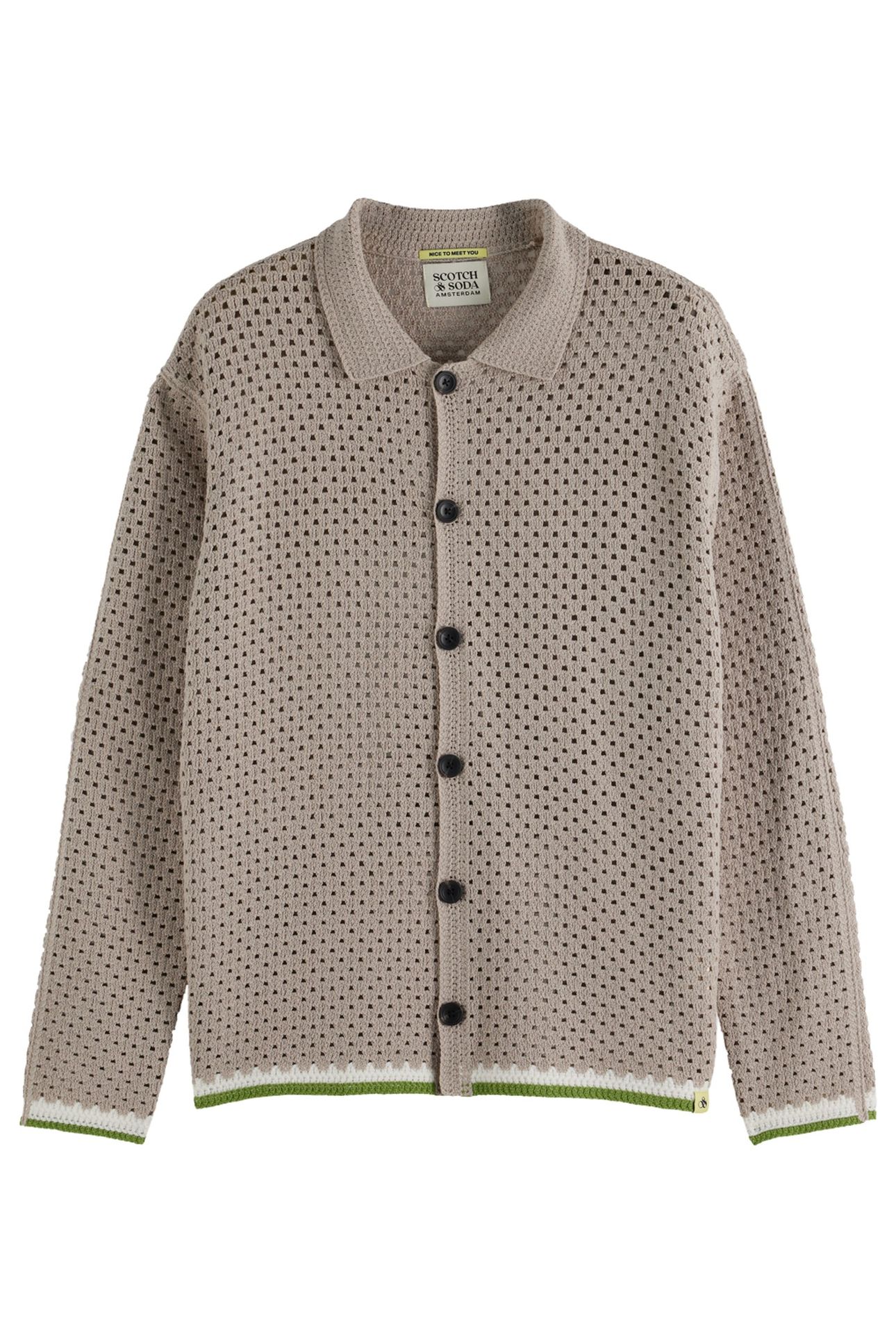 CROCHET LONG-SLEEVED SHIRT HIGHWAY GREY 1