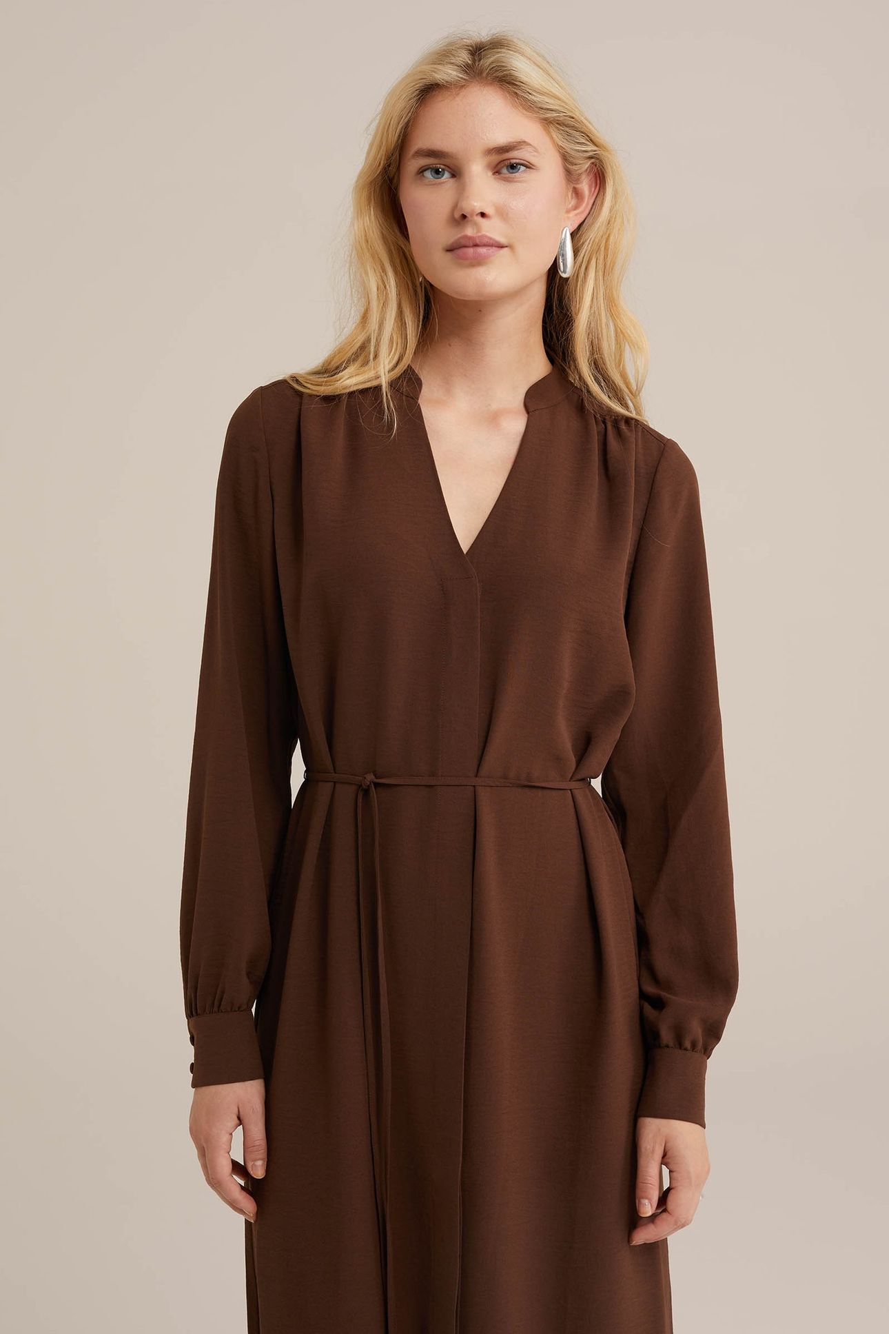DRESS MID LENGTH BROWN 1