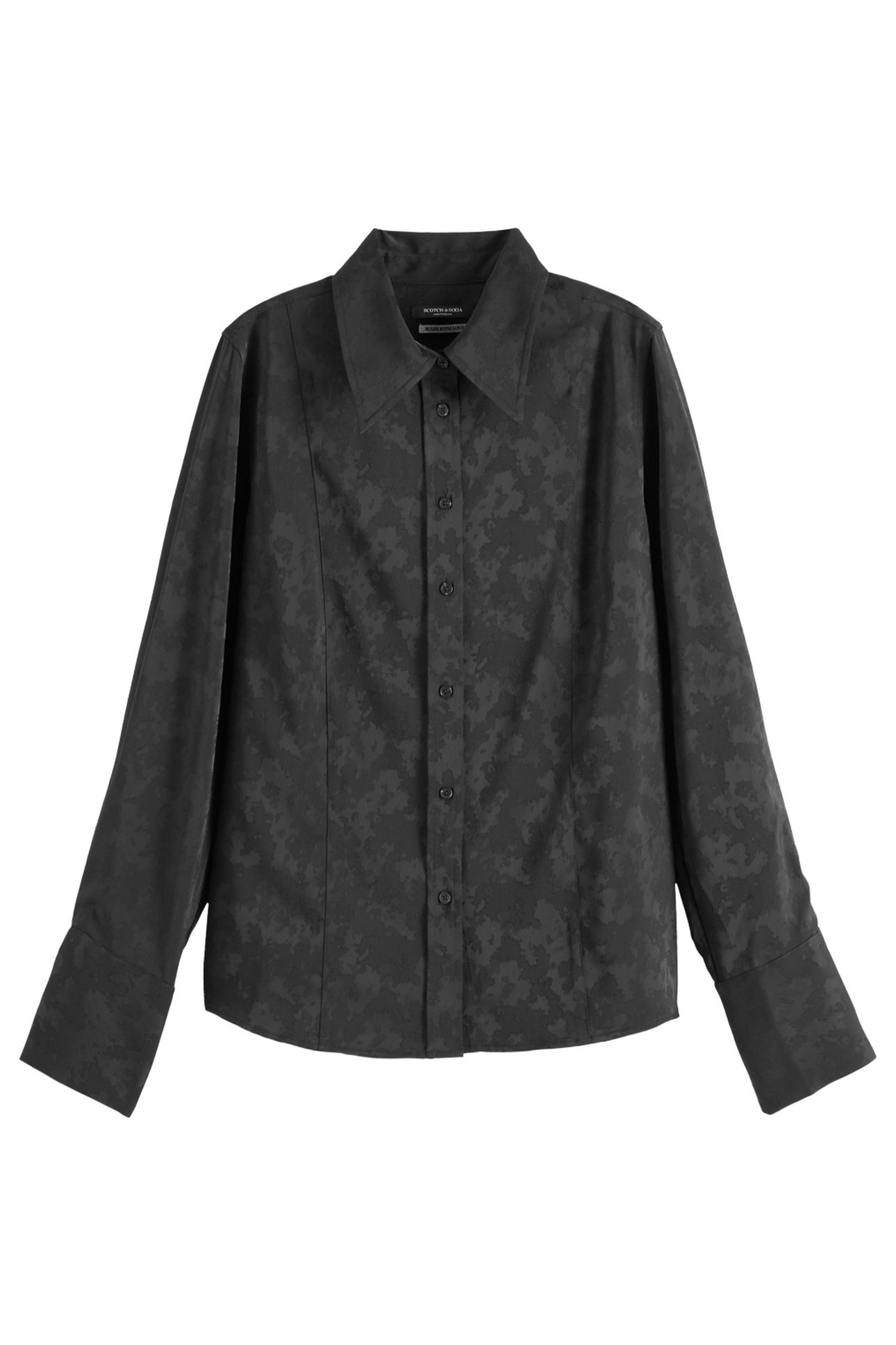 SATIN JACQUARD SHIRT BLACK 1