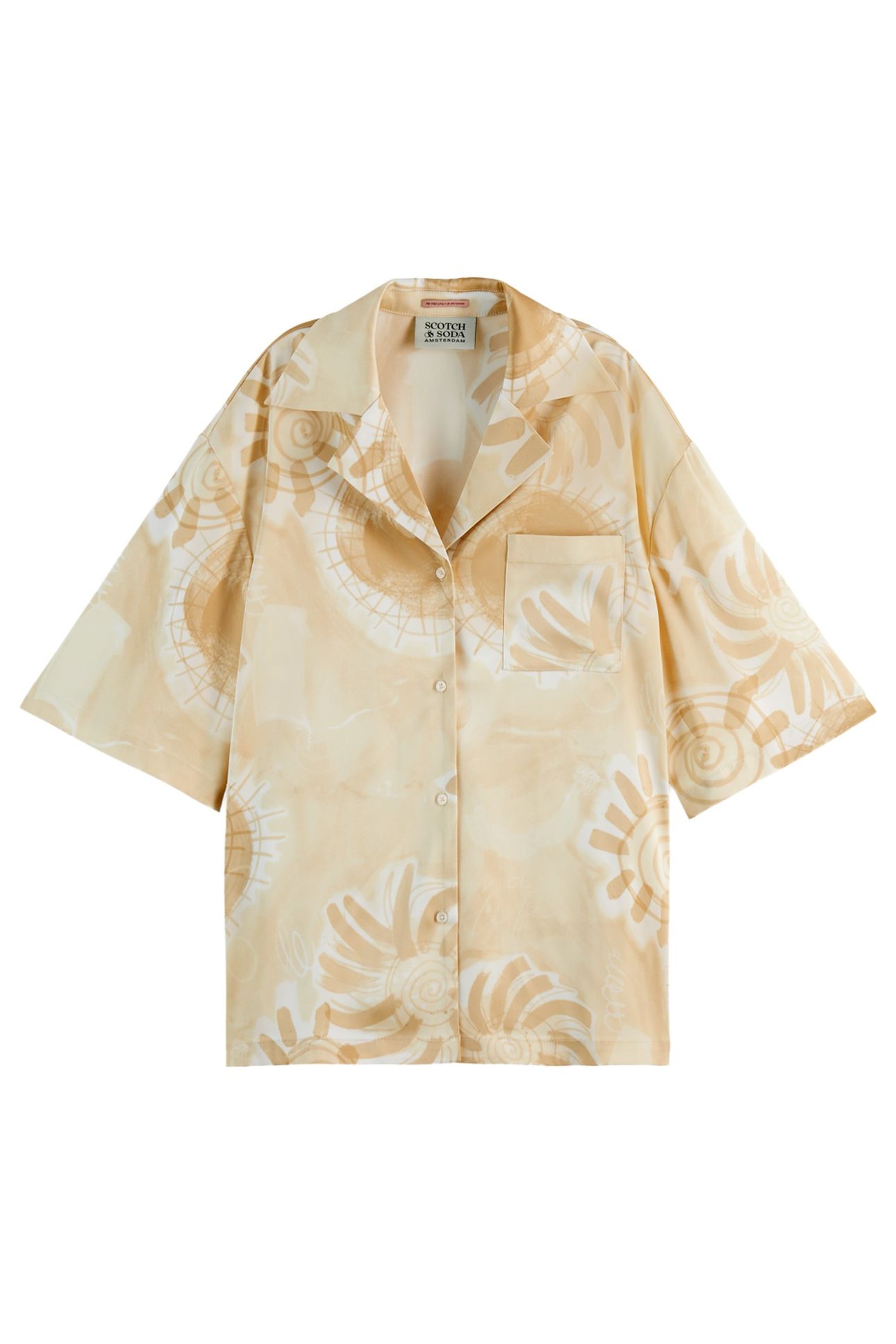 SATIN PRINTED SHORT SLEEVE SHIRT ABSTRACT SUN SAND 4