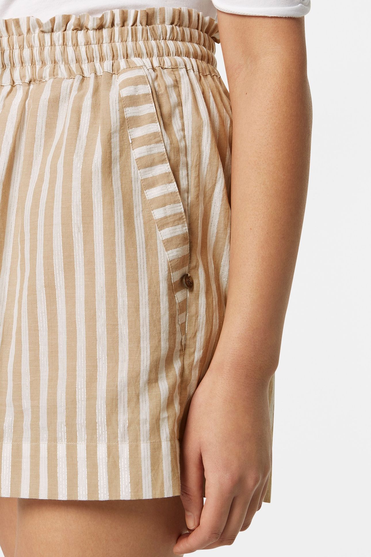 HIGH RISE LUREX STRIPE PRINTED SHORTS BLOCK PRINT 6