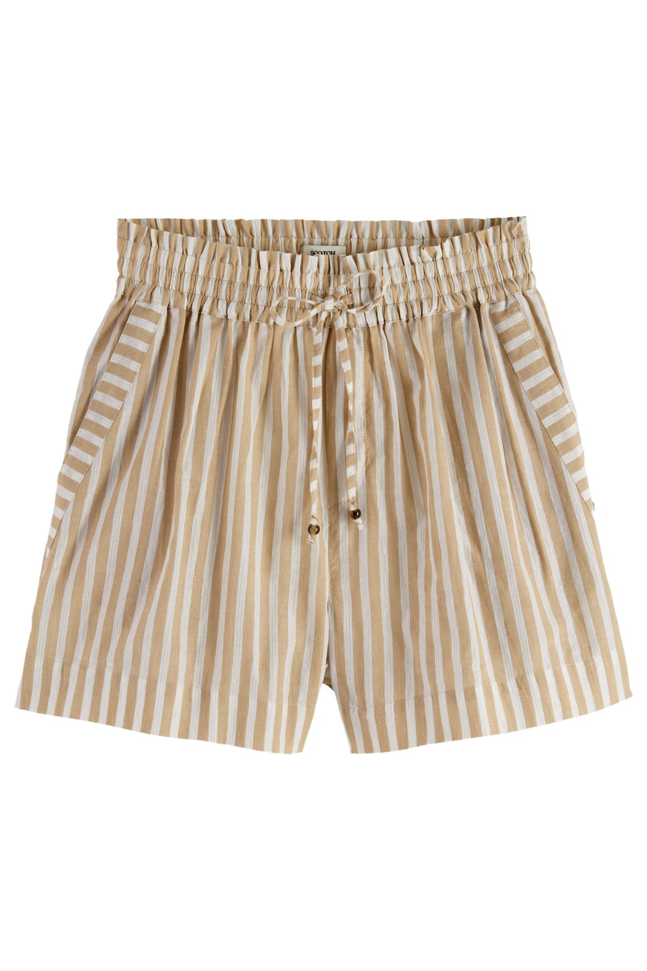 HIGH RISE LUREX STRIPE PRINTED SHORTS BLOCK PRINT 4