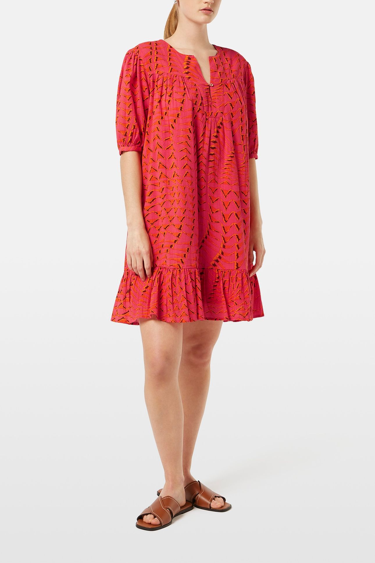 PRINTED CRINKLE MINI DRESS HOUSE OF MIRRORS PINK 2