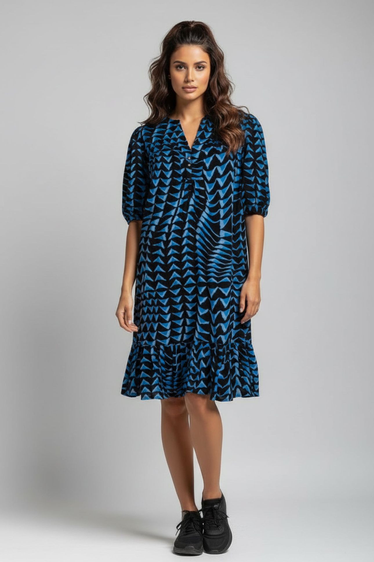 PRINTED CRINKLE MINI DRESS HOUSE OF MIRRORS BLUE 1