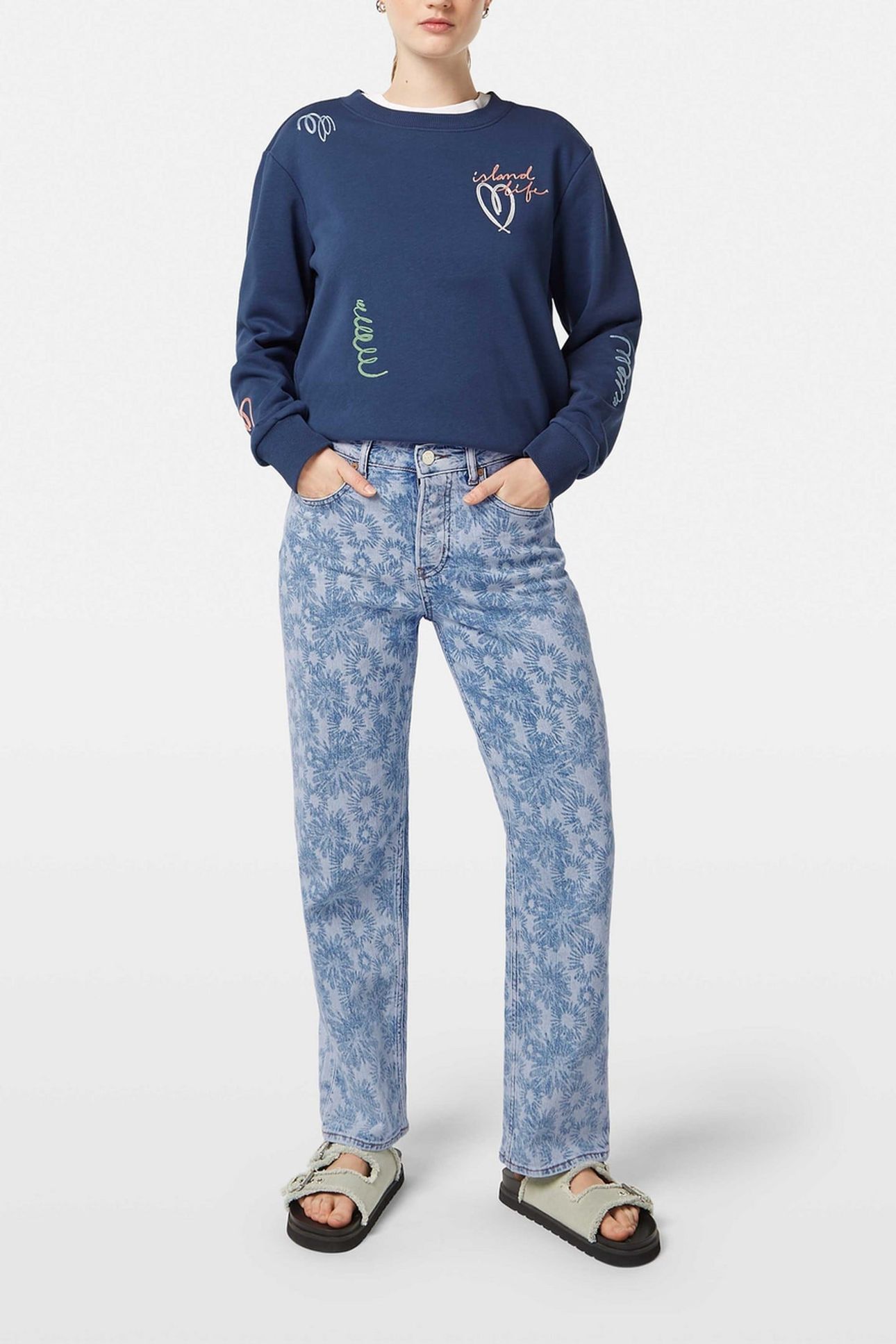 SKY HIGH RISE STRAIGHT JEANS ABSTRACT FLORAL ABSTRACT FLORAL 2