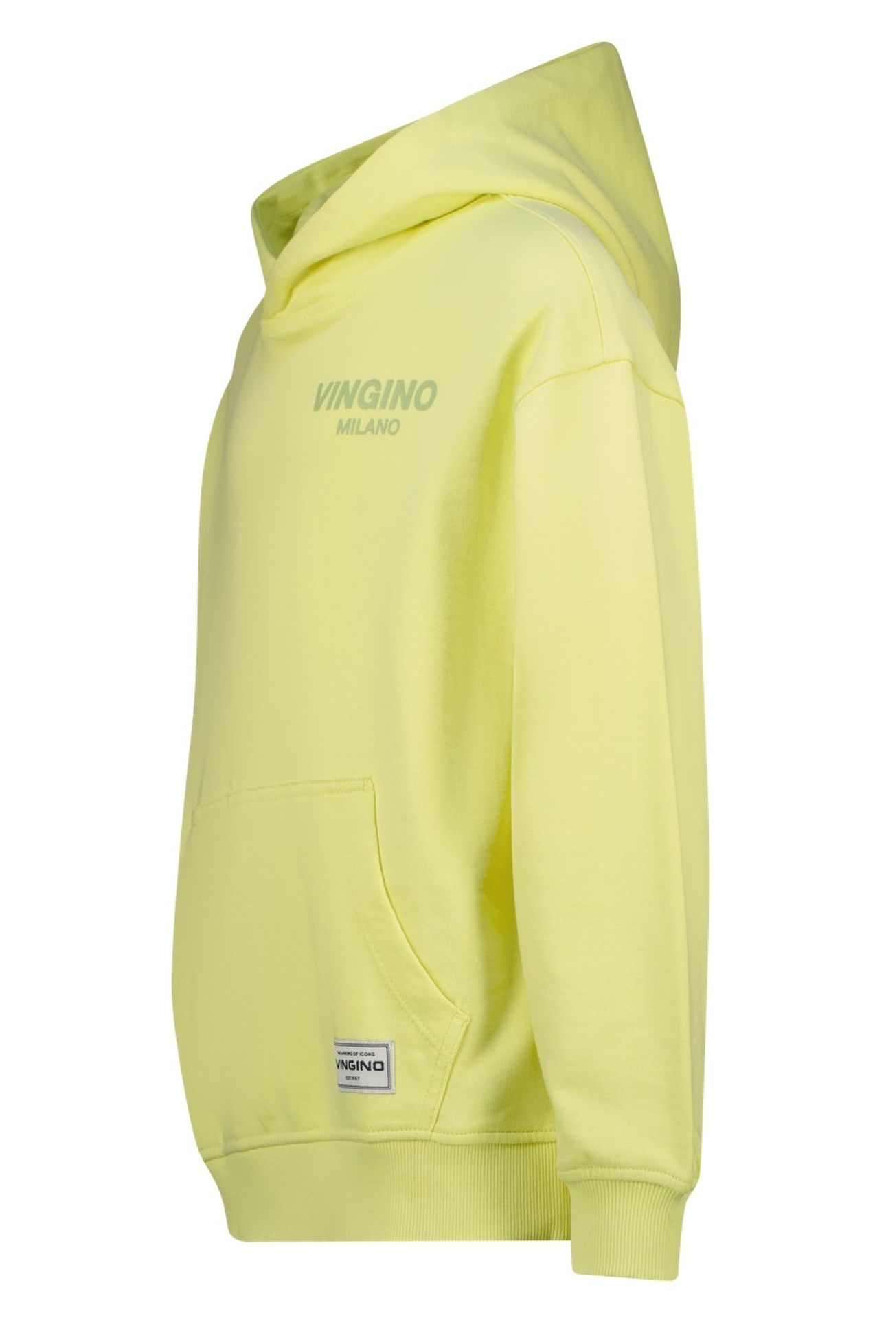 BOYS BASIC-HOODY SWEATER PALE LIME YELLOW 3