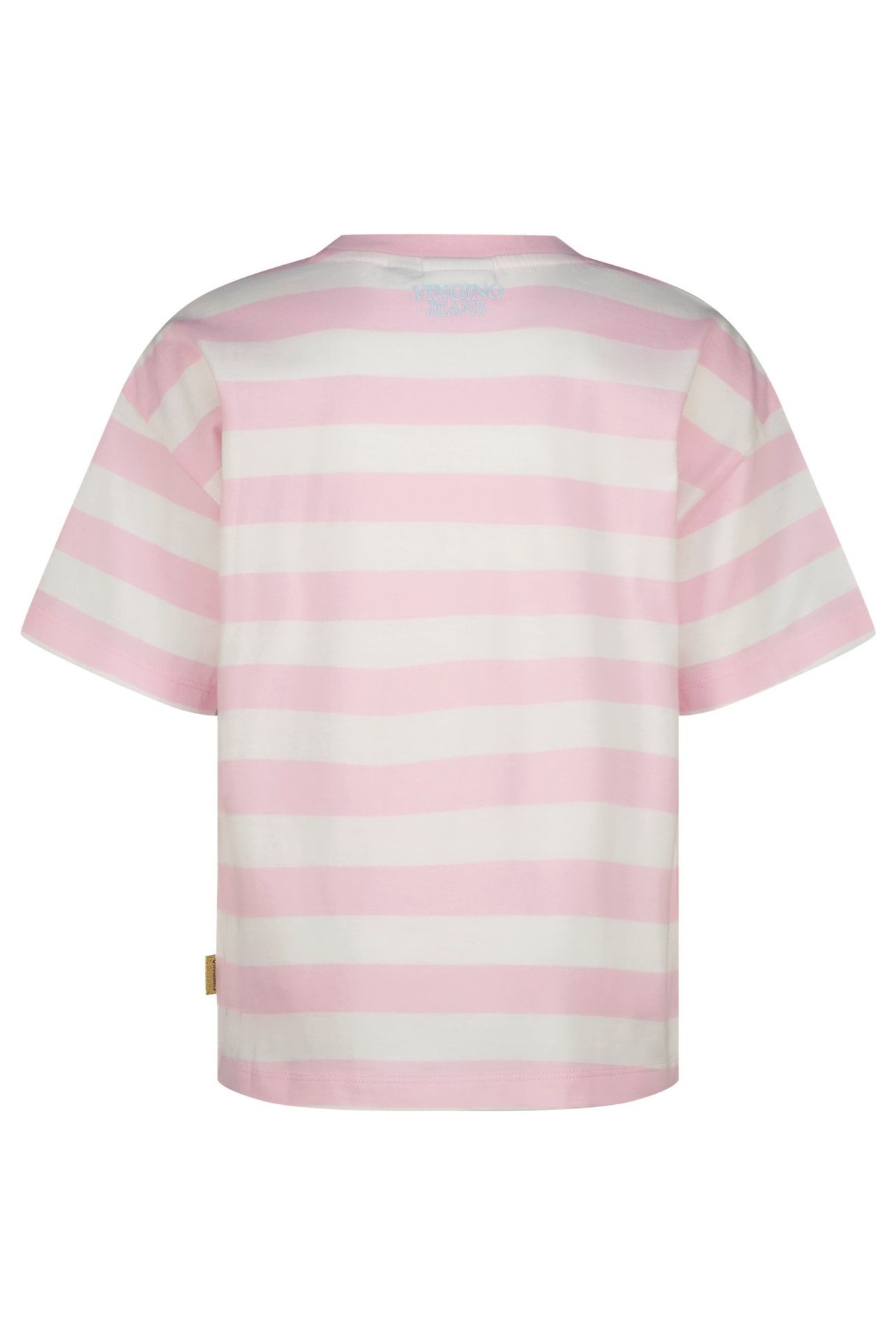 GIRLS BASIC STRIPE TEE T-SHIRT SHIMMER PINK 2