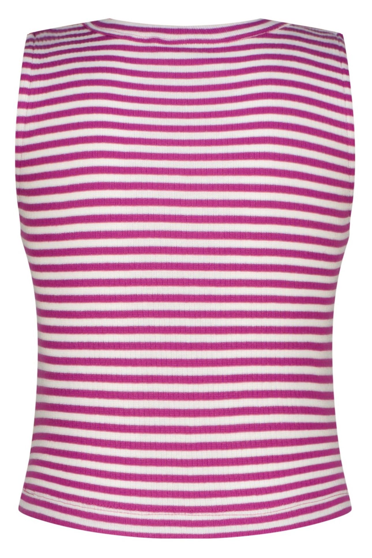 GIRLS BASIC-CROP RIB TOP STRIPE TOP ASTER PINK 2