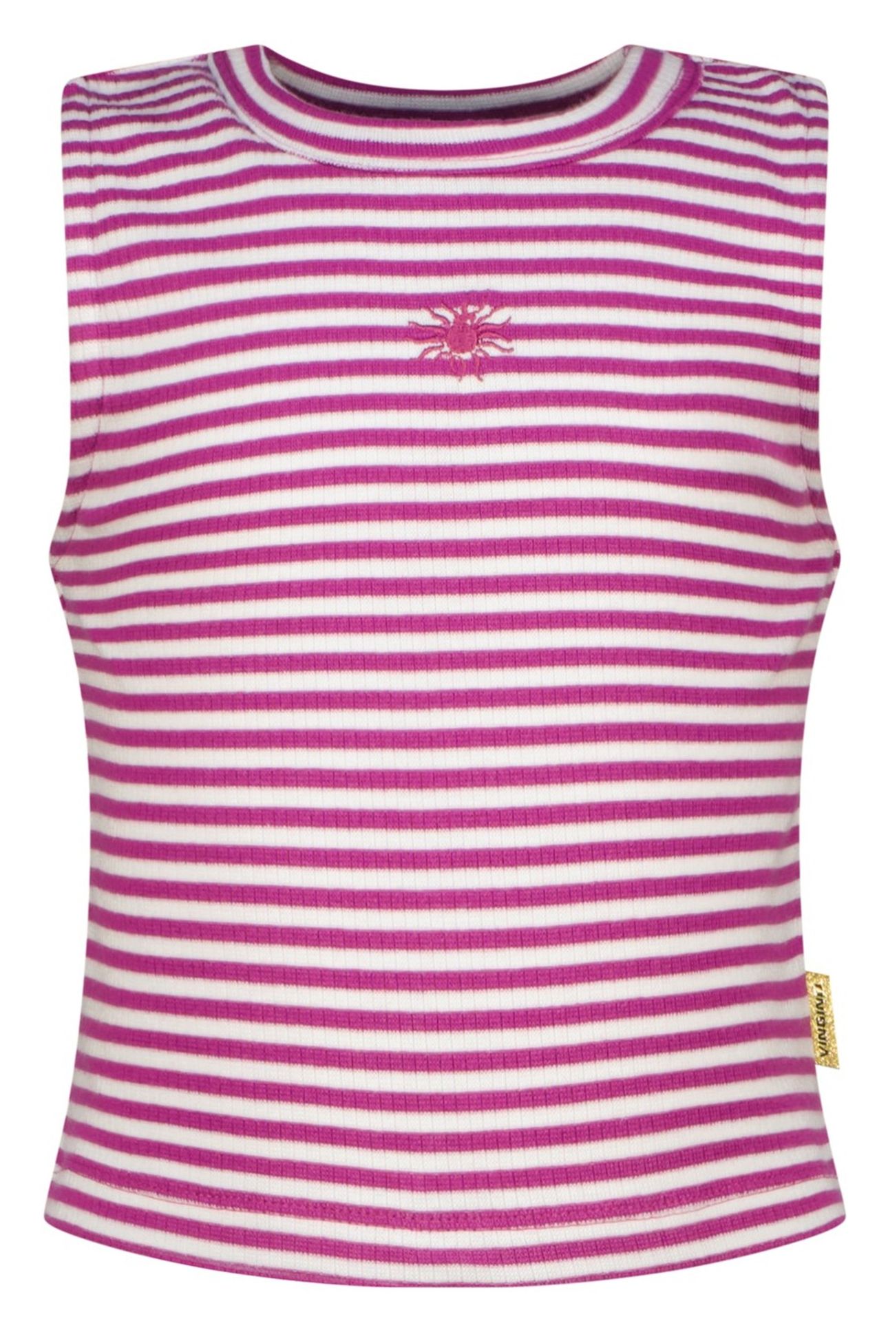 GIRLS BASIC-CROP RIB TOP STRIPE TOP ASTER PINK 1