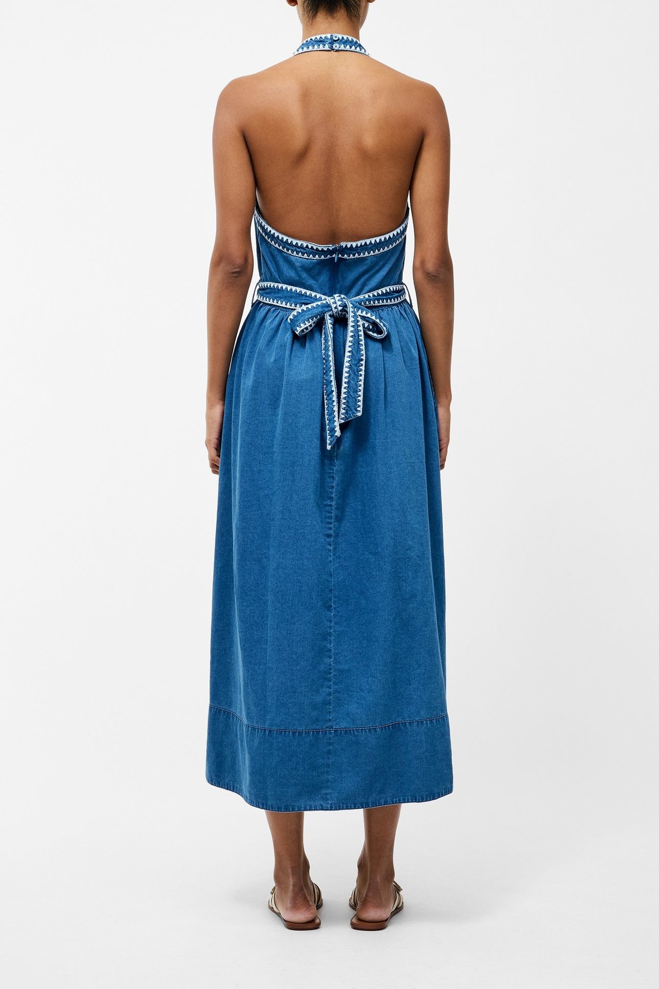 ZAVES CHAMBRAY HALTER NECK DRS VINTAGE BLUE 3