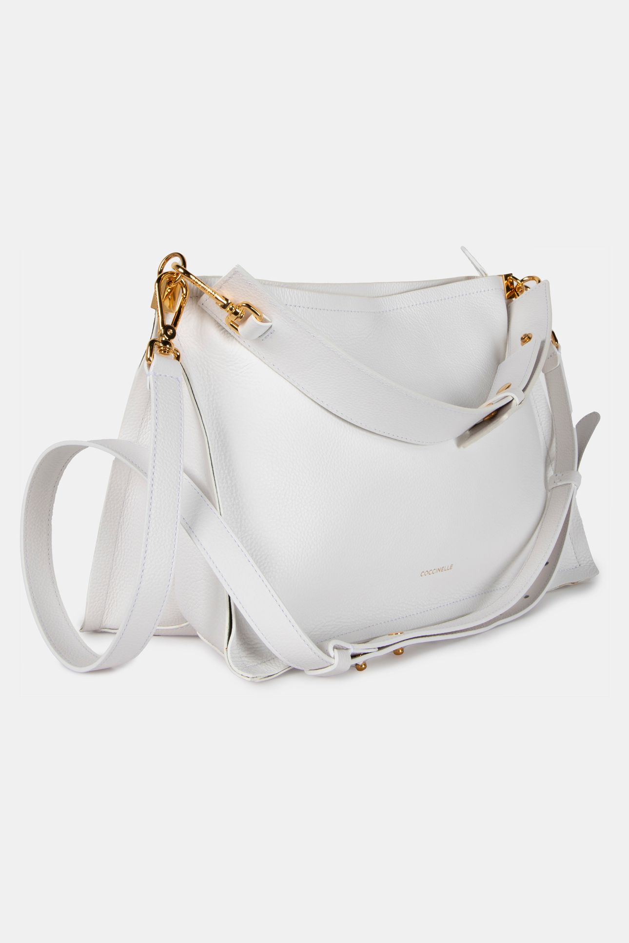 LEATHER SHOULDER BAG WITH STRAP IN WHITE 3